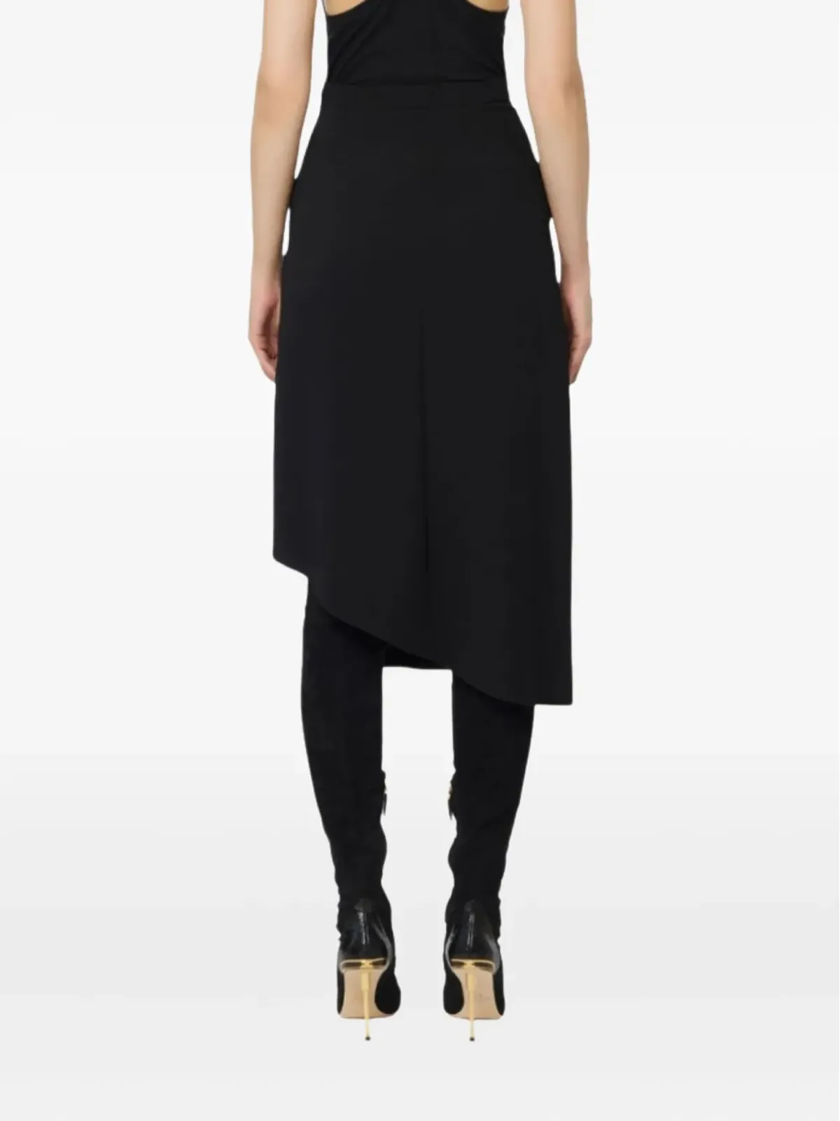 Elisabetta Franchi ドレープ ゴールドバックル ミディスカート - 画像2