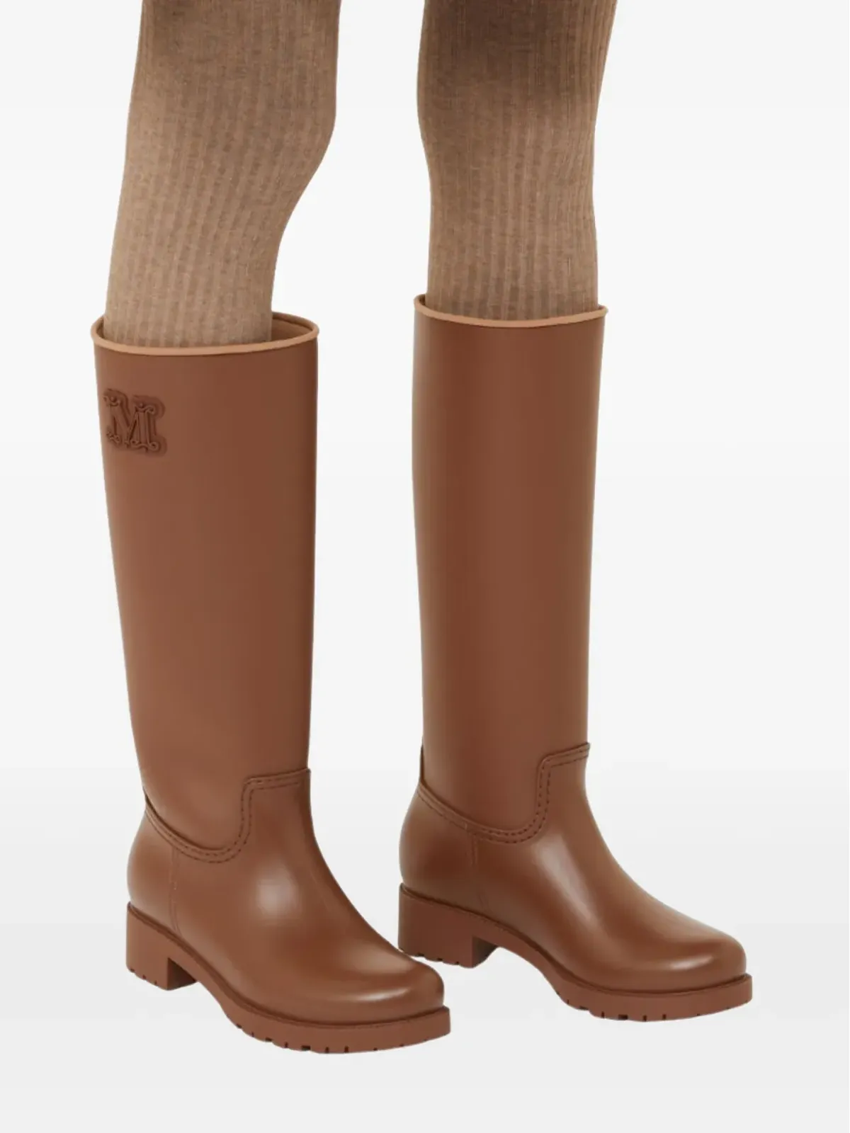 Max Mara ロゴ入りブロックヒールブーツ - 画像5