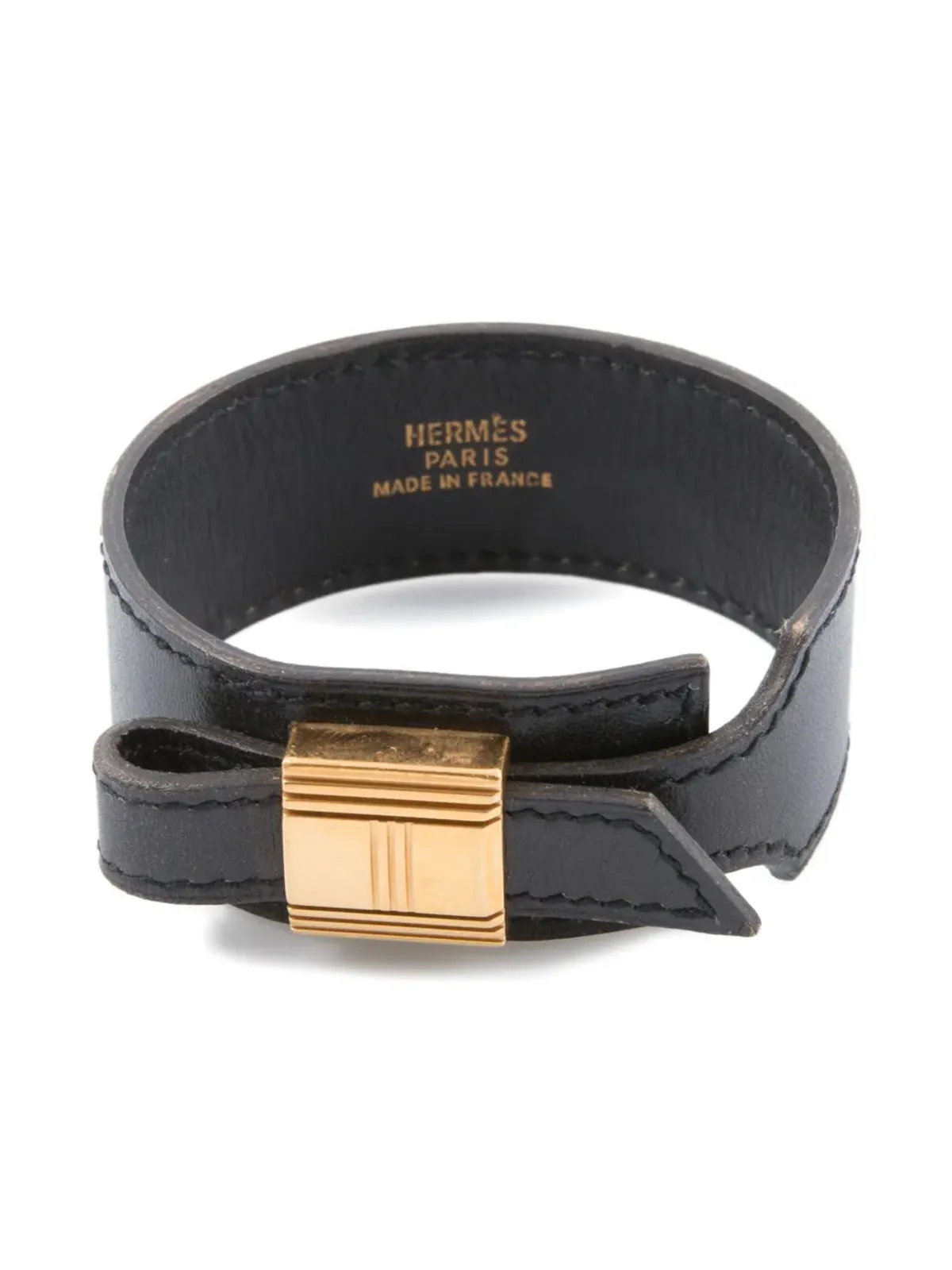 Hermès Pre-Owned 1999 H レザーブレスレット - ブラック - 画像3