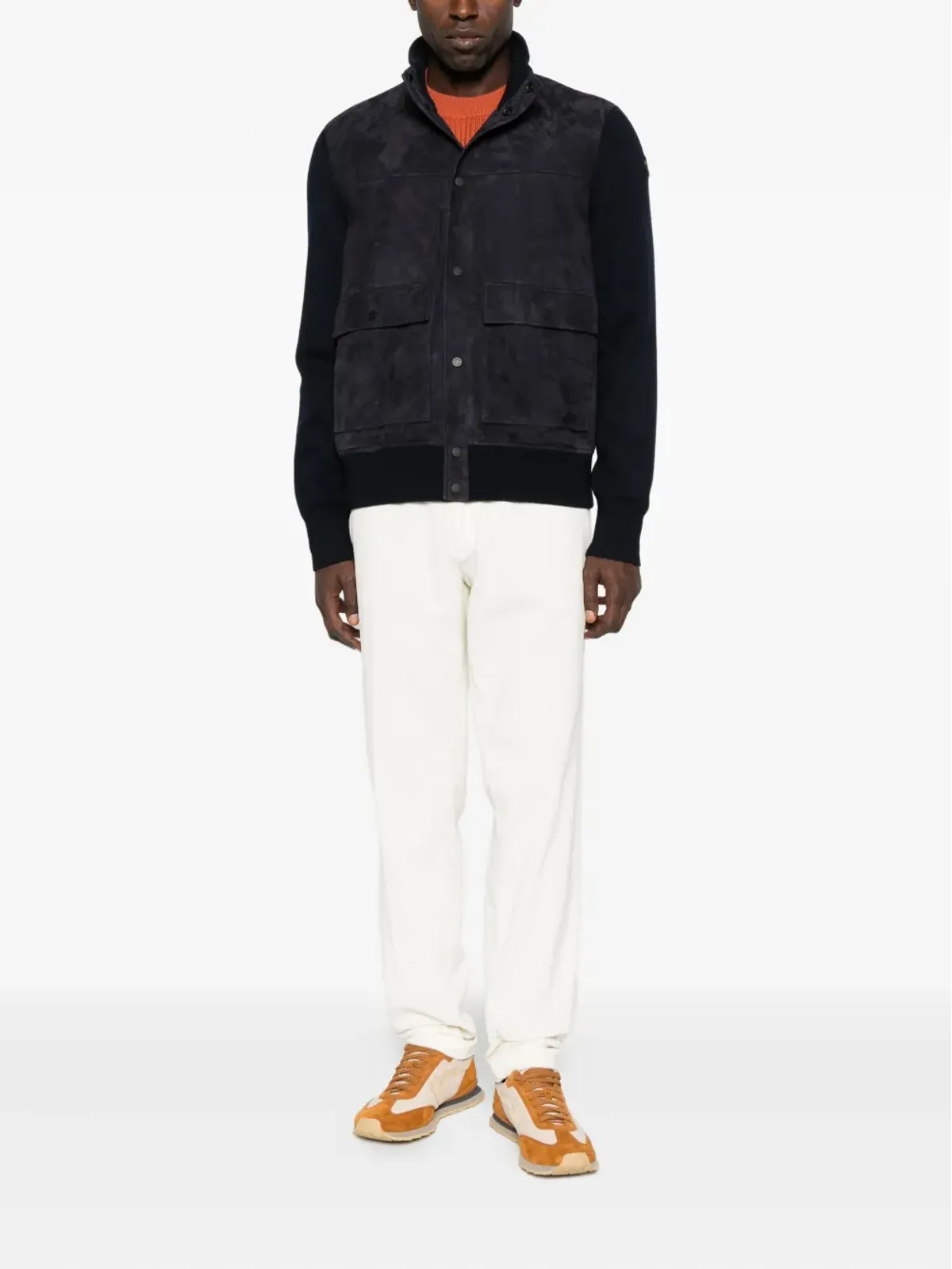 Moncler スエード ニットパネル ジャケット - 画像2