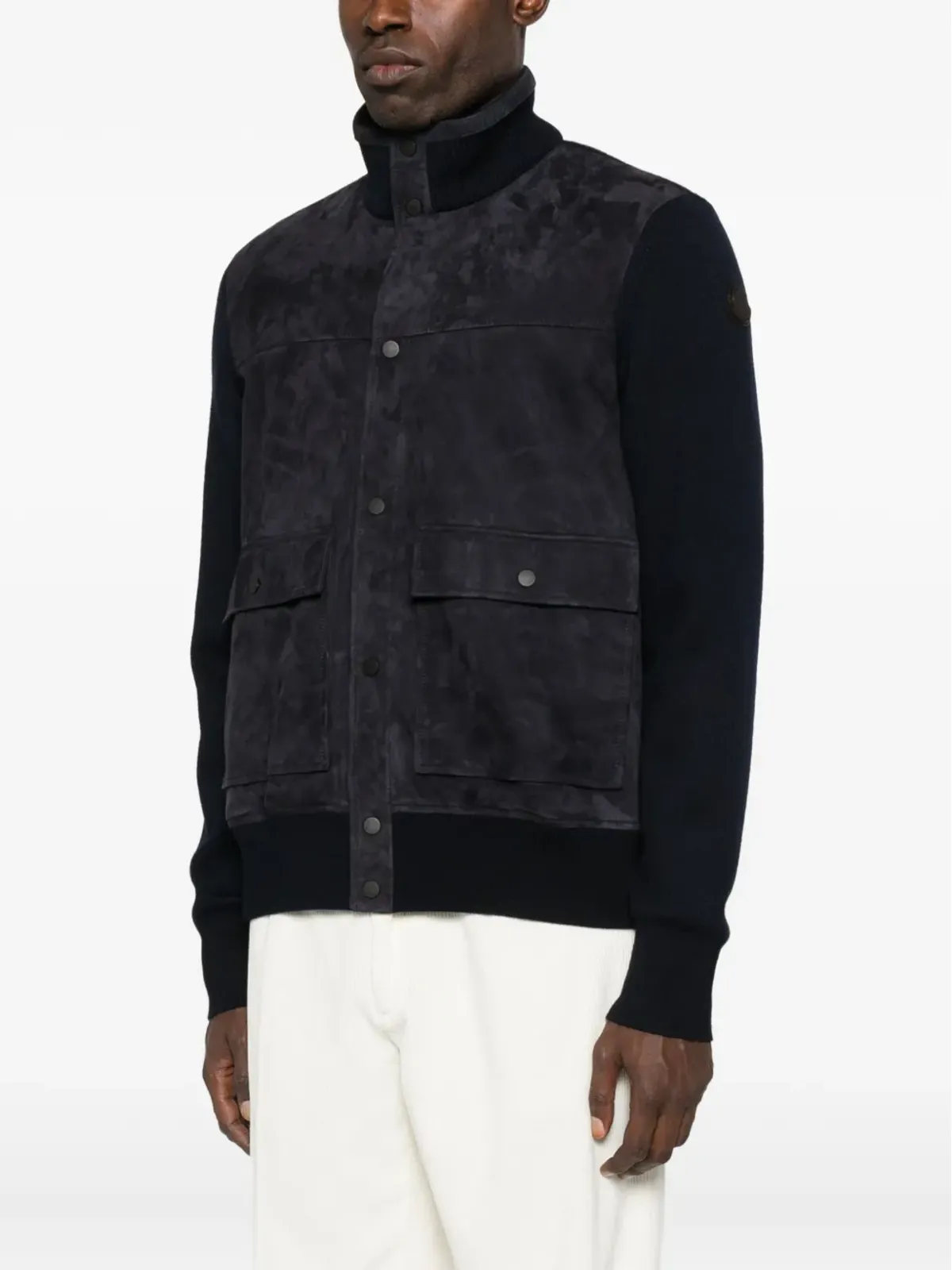 Moncler スエード ニットパネル ジャケット - 画像3