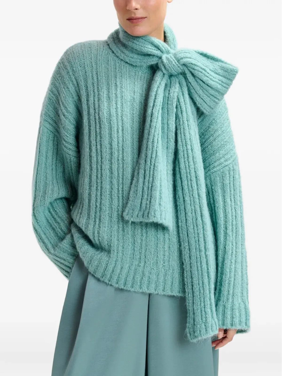 Essentiel Antwerp ブルーのリブ編みセーター - 画像3