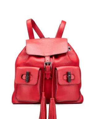 Gucci Pre-Owned レザー バンブー タッセル バックパック - サムネイル1