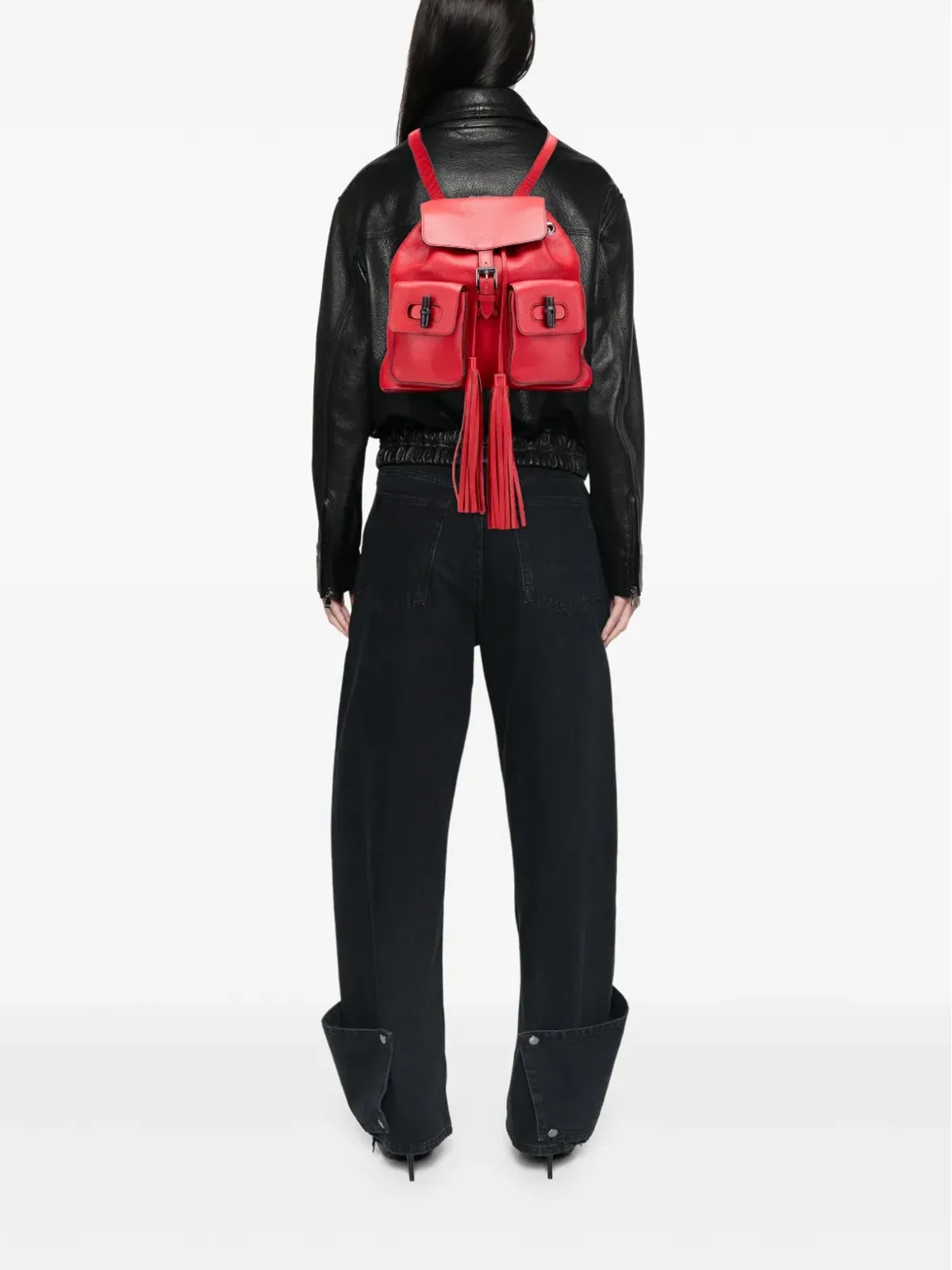 Gucci Pre-Owned レザー バンブー タッセル バックパック - 画像2