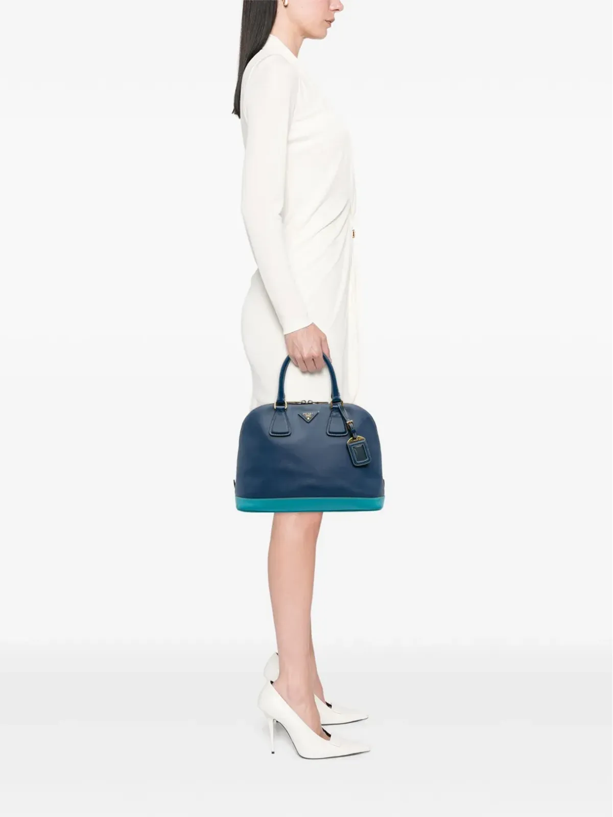 Prada Pre-Owned 2000-2025 バイカラー サフィアーノ Lux Promenade Dome ハンドバッグ - ブルー - 画像2