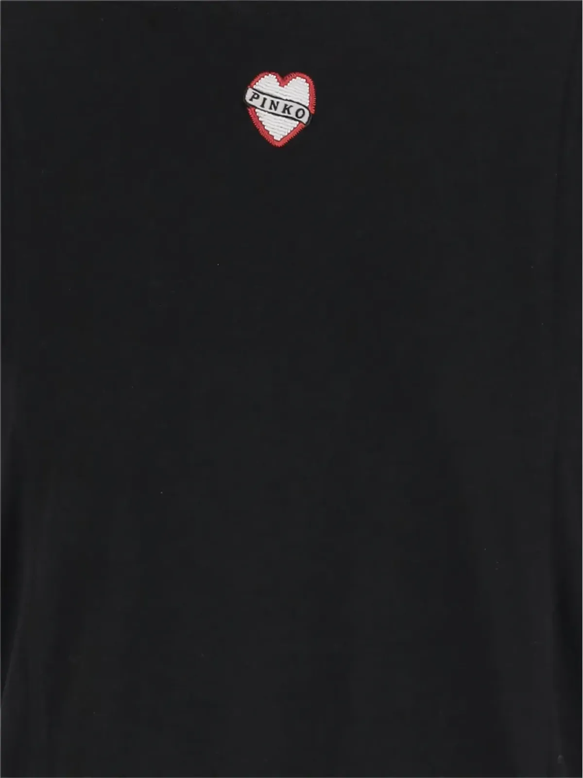 PINKO ハート刺繍のコットンTシャツ ブラック - 画像3