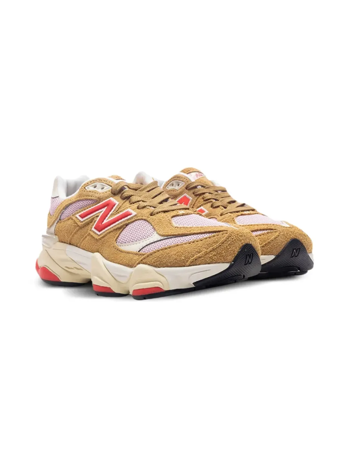 New Balance Kids 9060 ベージュ ピンク スニーカー - 画像1