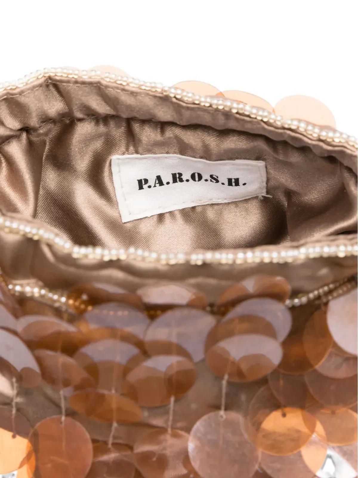 P.A.R.O.S.H. スパンコール付きタッセルディテール クロスボディバッグ ブラウン - 画像4