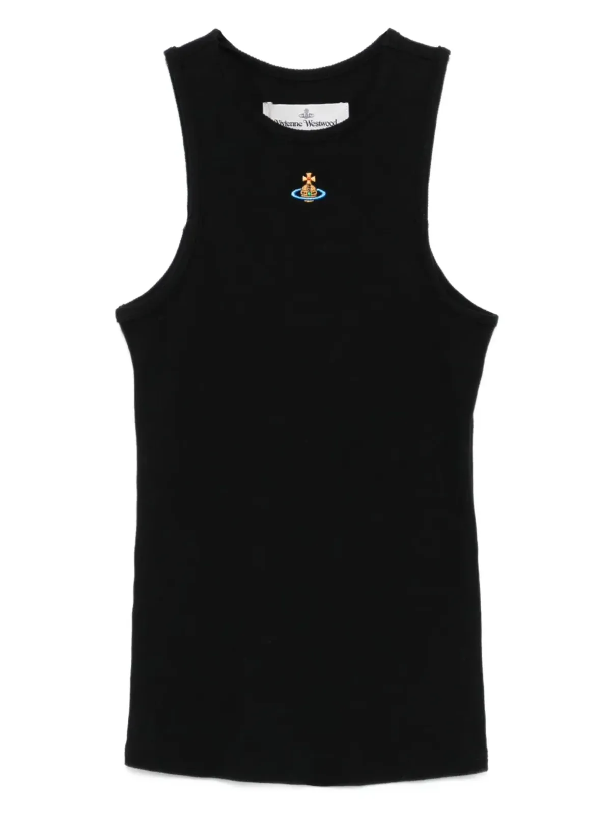 Vivienne Westwood 90sオーブ装飾リブ編みタンクトップ - 画像1
