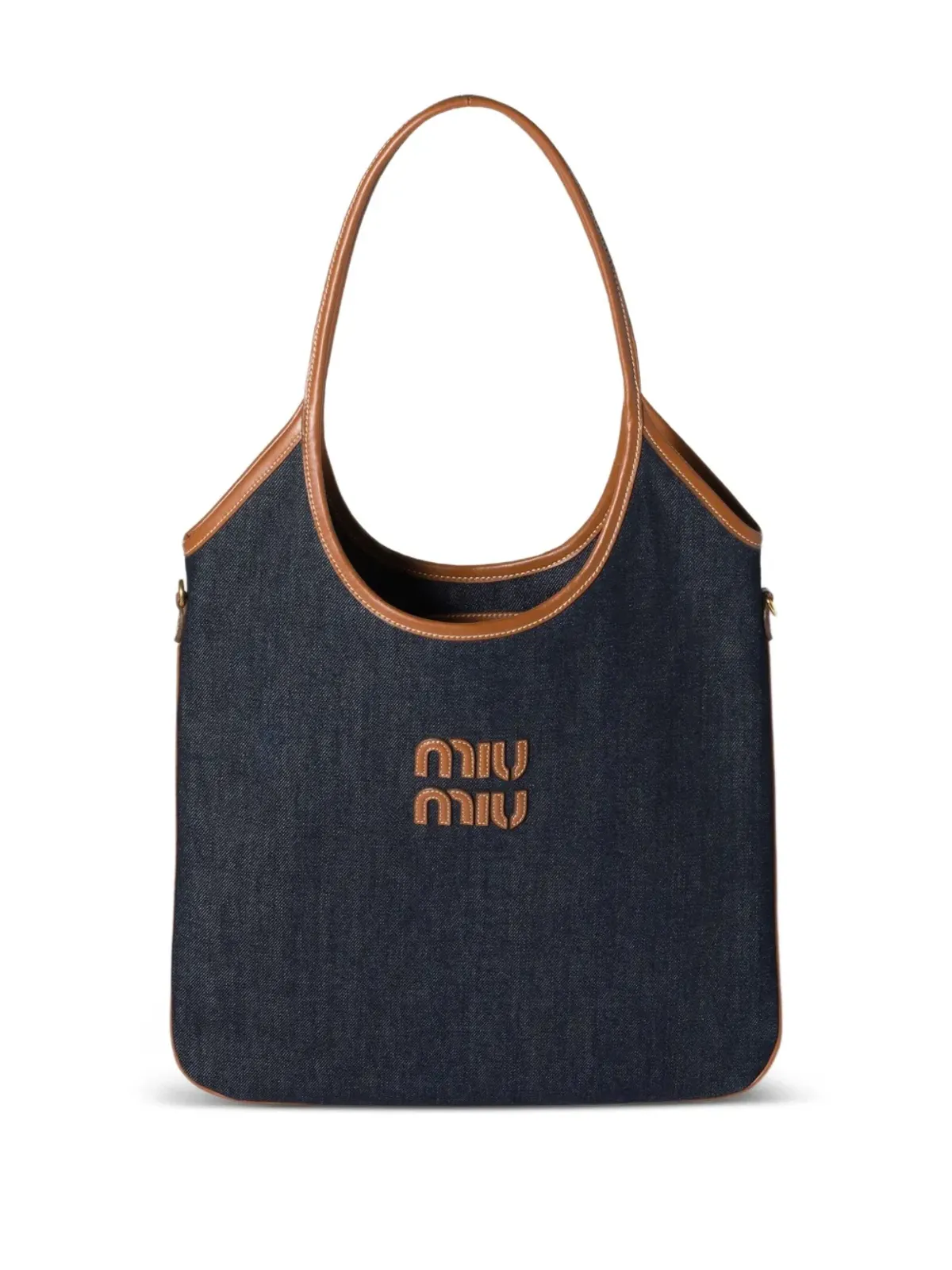 Miu Miu Ivy レザー・トリム付きデニムショルダーバッグ - 画像1