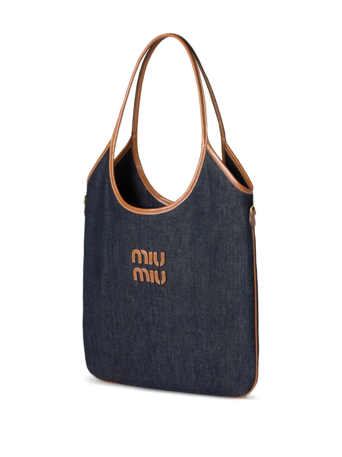 Miu Miu Ivy レザー・トリム付きデニムショルダーバッグ - 画像4