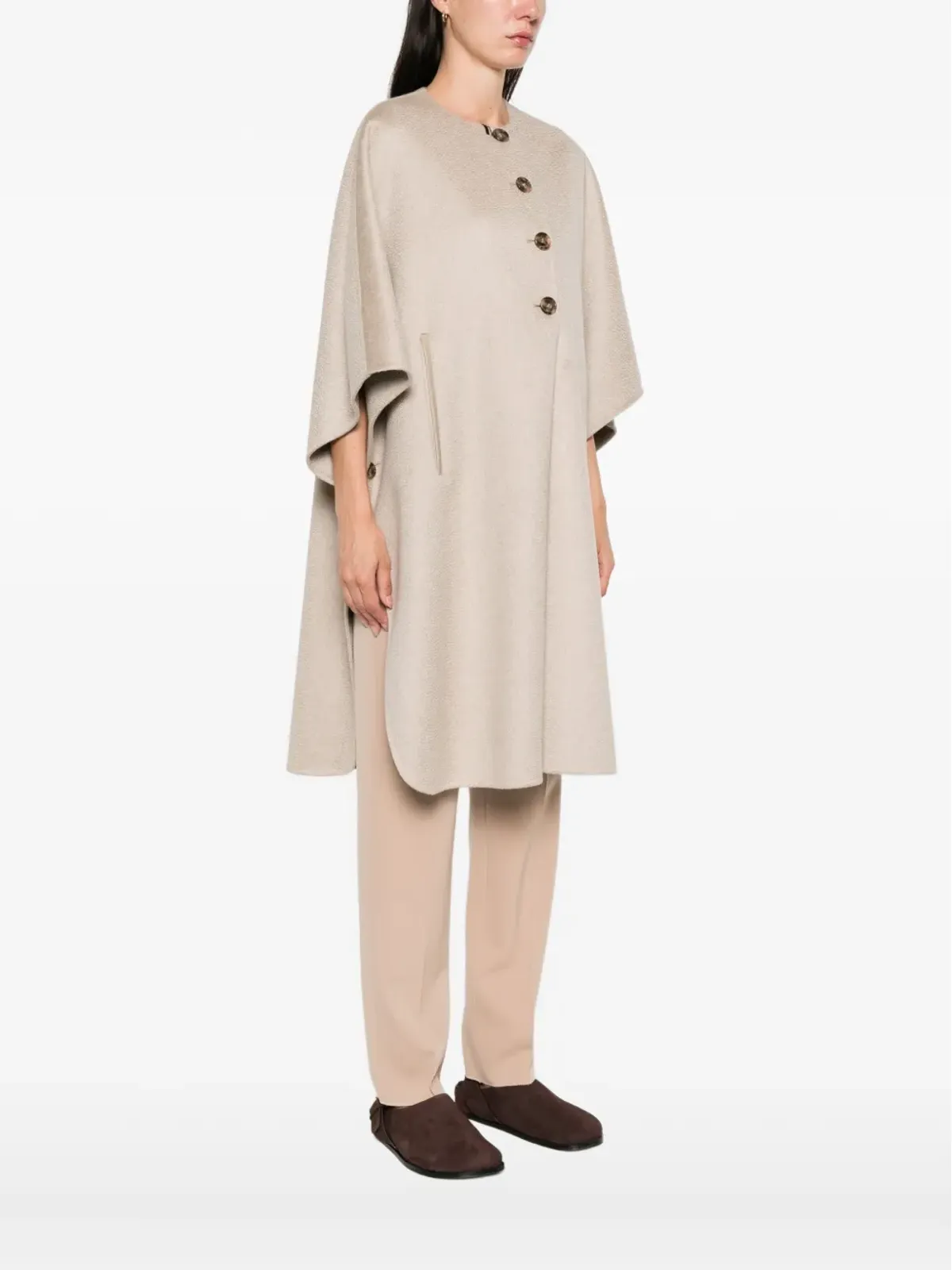 Max Mara ボタン留め カシミア ケープコート - 画像3