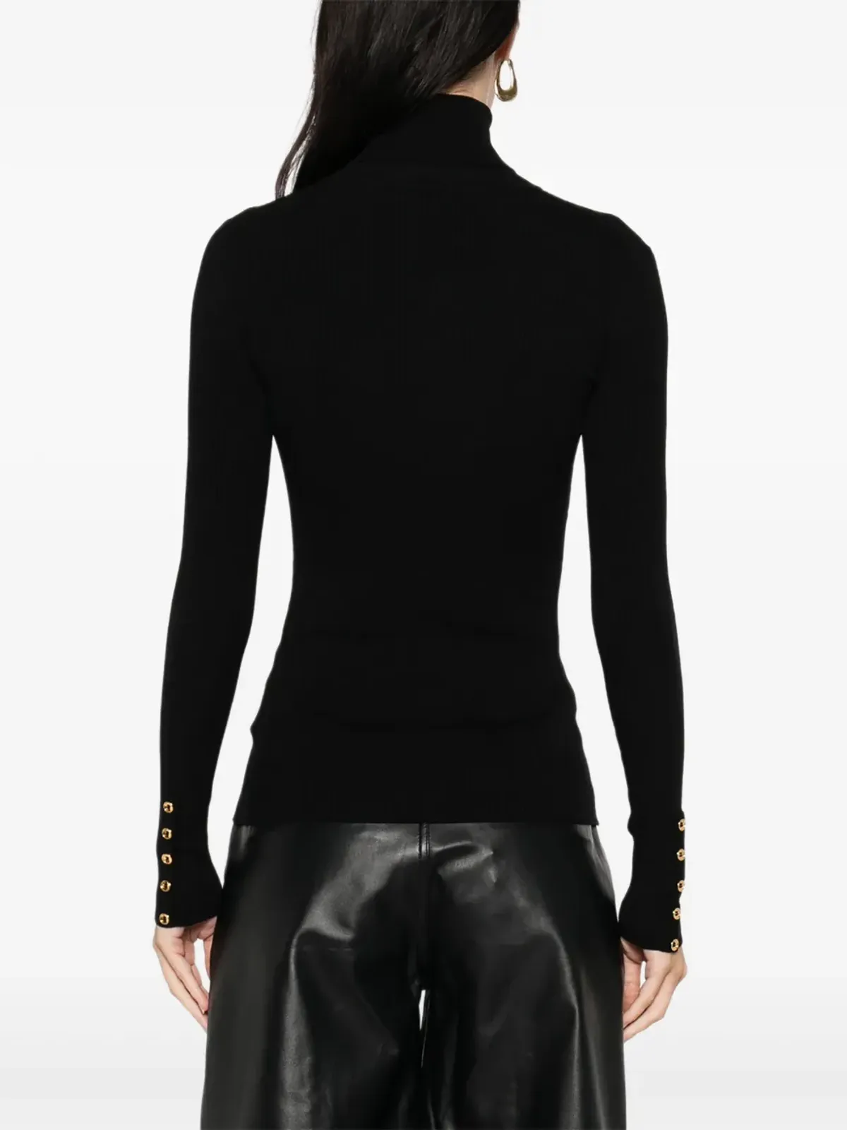 Elisabetta Franchi リブ編みタートルネック装飾セーター - ブラック - 画像4