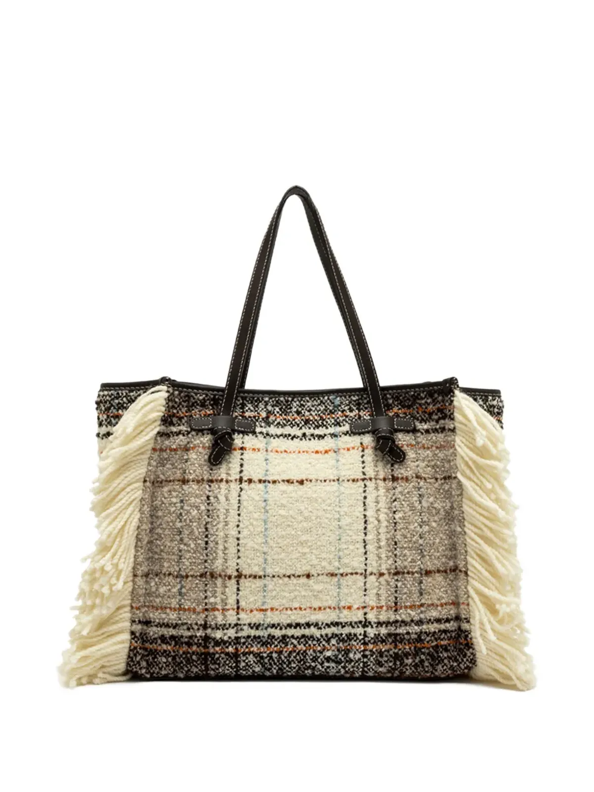 GIANNI CHIARINI チェック柄フリンジ付きトートバッグ - 画像2