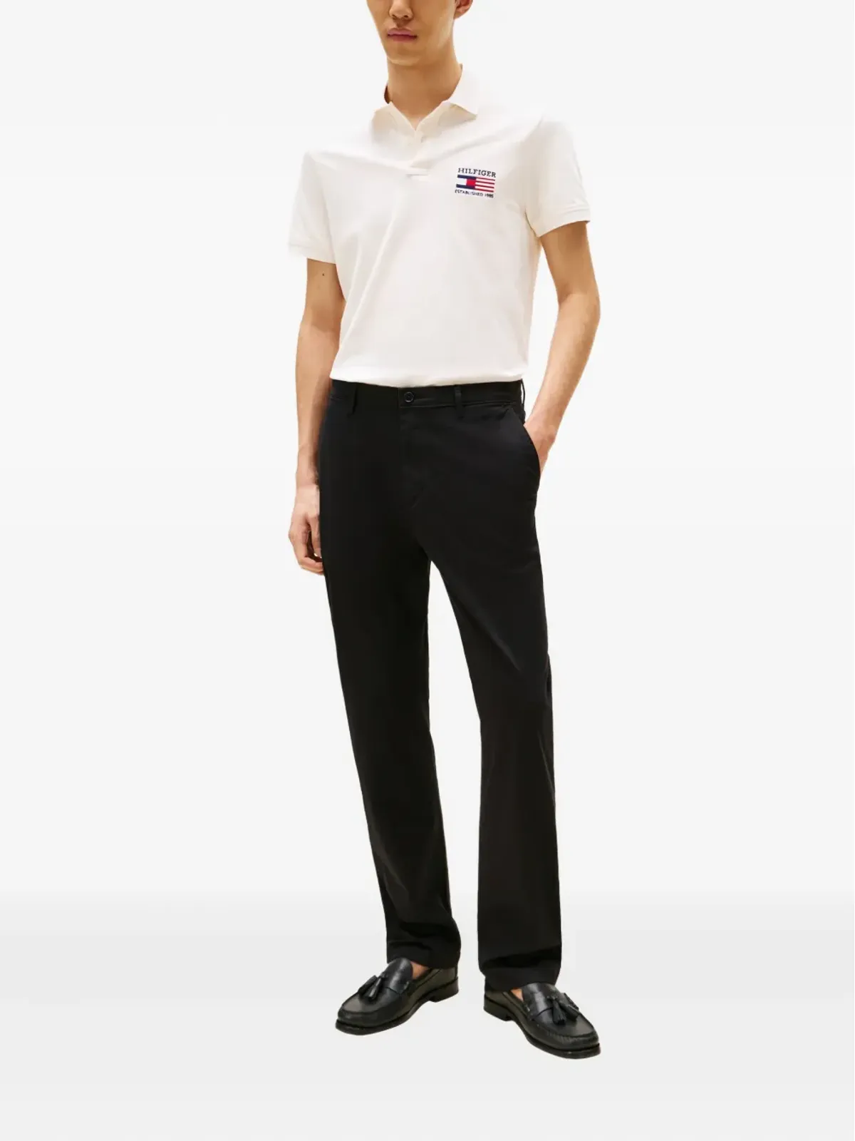 Tommy Hilfiger ロゴフラッグ コットン混紡 ポロシャツ - 画像2