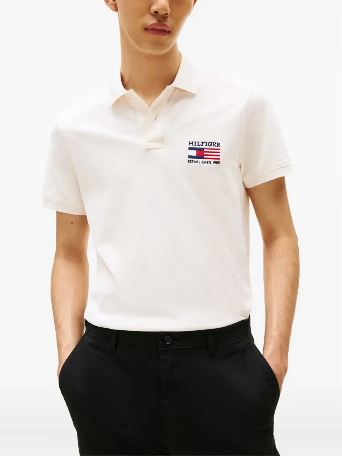 Tommy Hilfiger ロゴフラッグ コットン混紡 ポロシャツ - 画像4