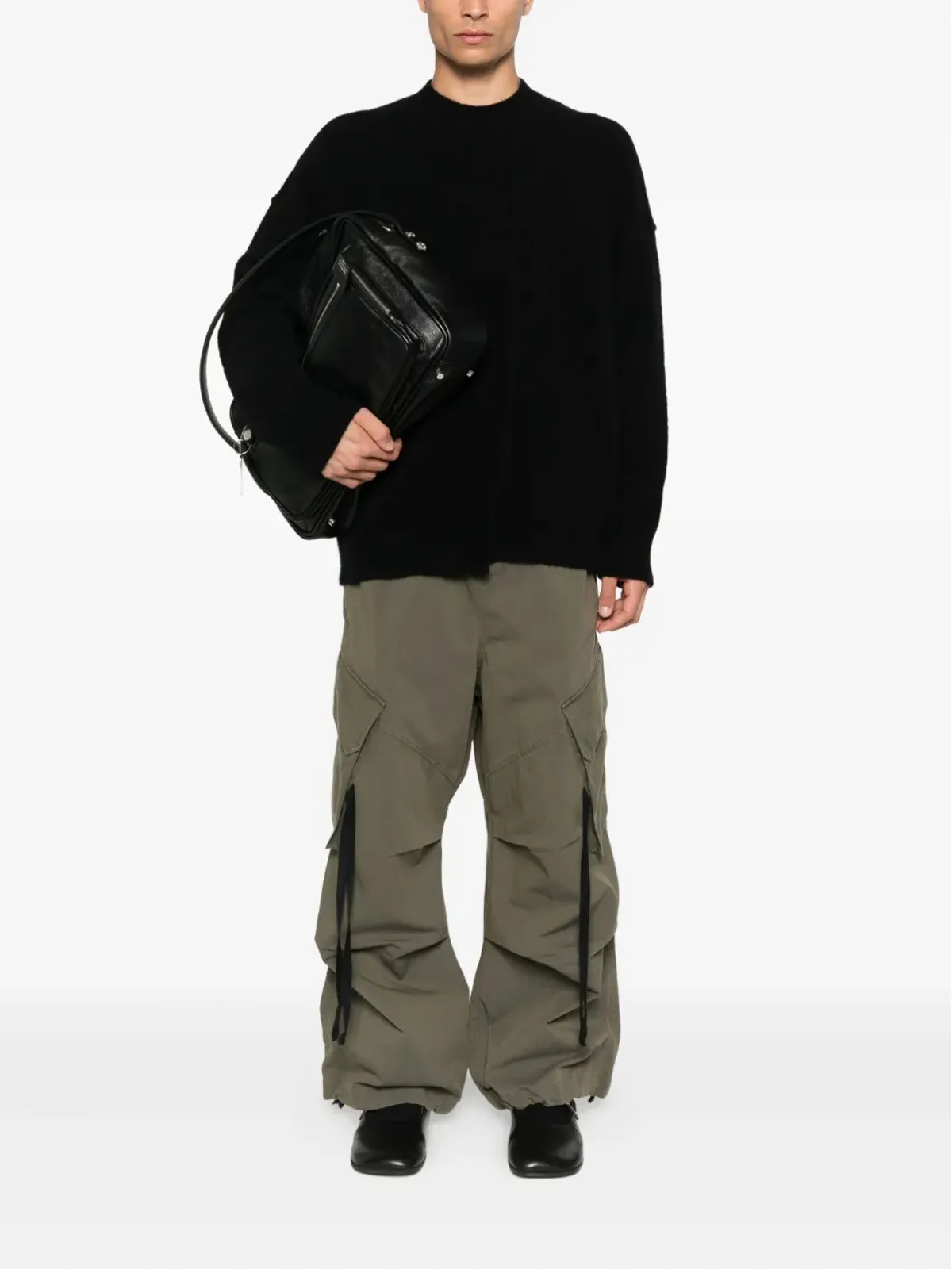Isabel Benenato cotton cargo trousers - Green - 画像2
