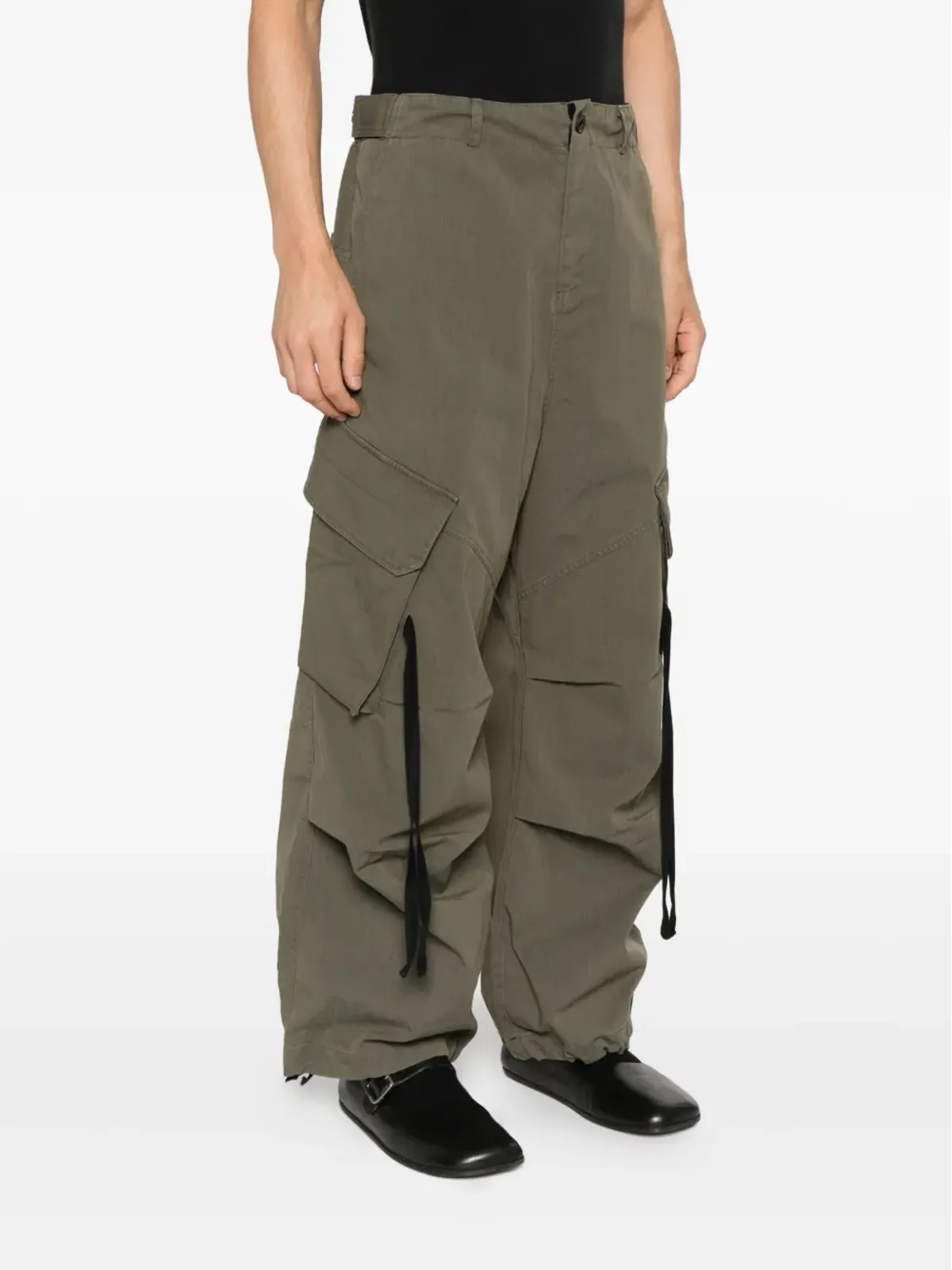 Isabel Benenato cotton cargo trousers - Green - 画像3