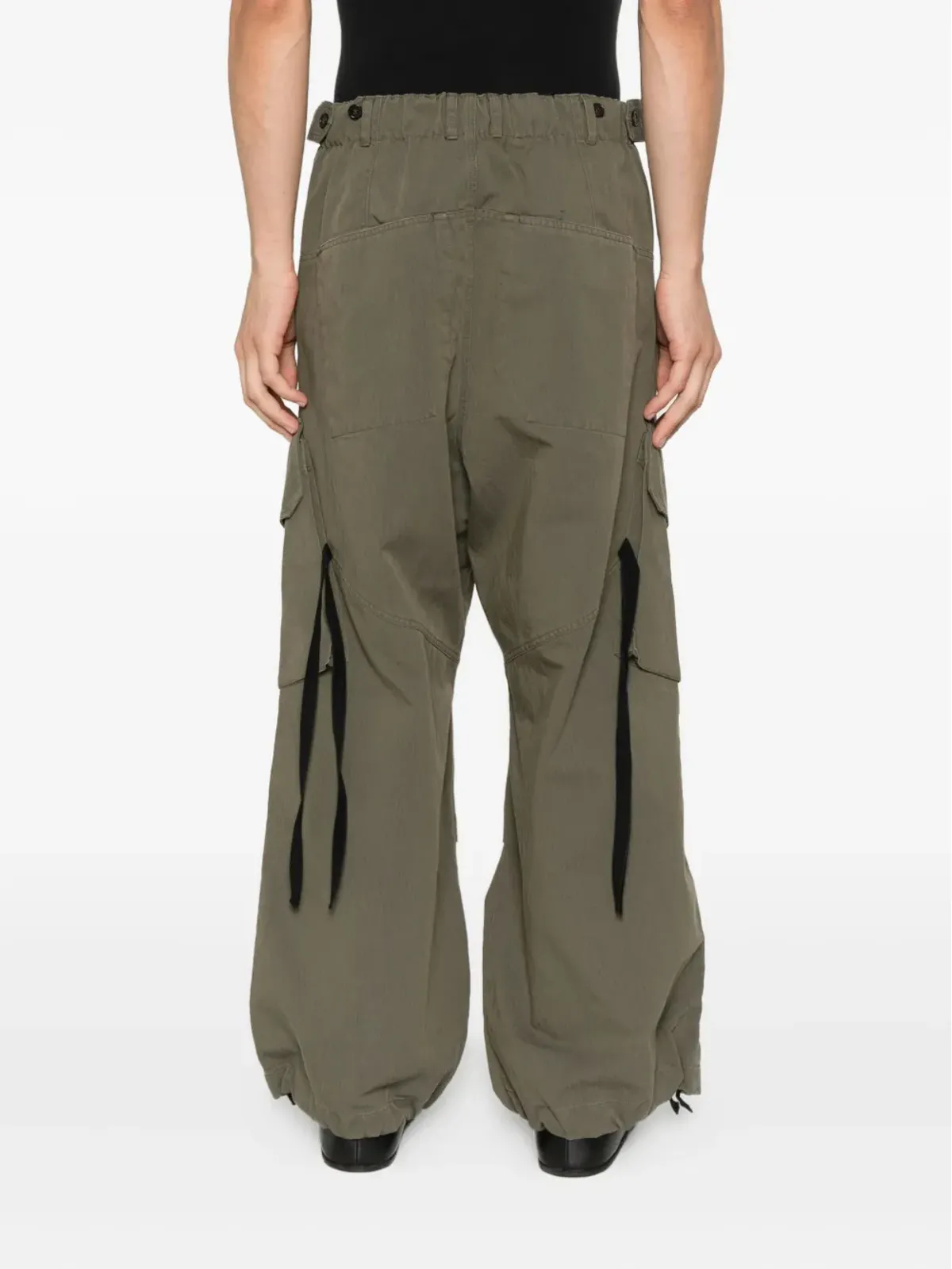 Isabel Benenato cotton cargo trousers - Green - 画像4