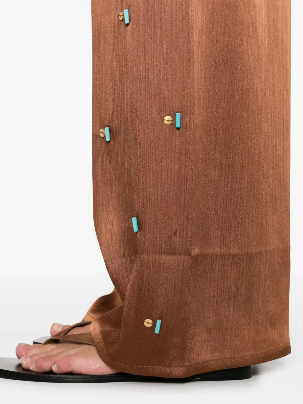 SIEDRES マノセ エンベリッシュド ドローストリングパンツ ブラウン - 画像5