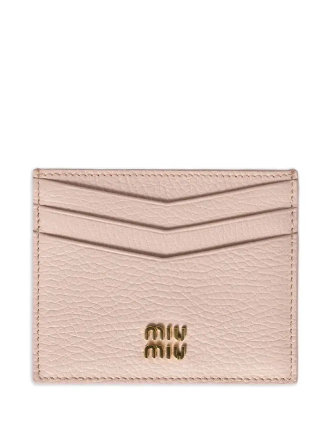 Miu Miu Miu Miu ピンクのレザー ロゴプレート カードホルダーの商品画像