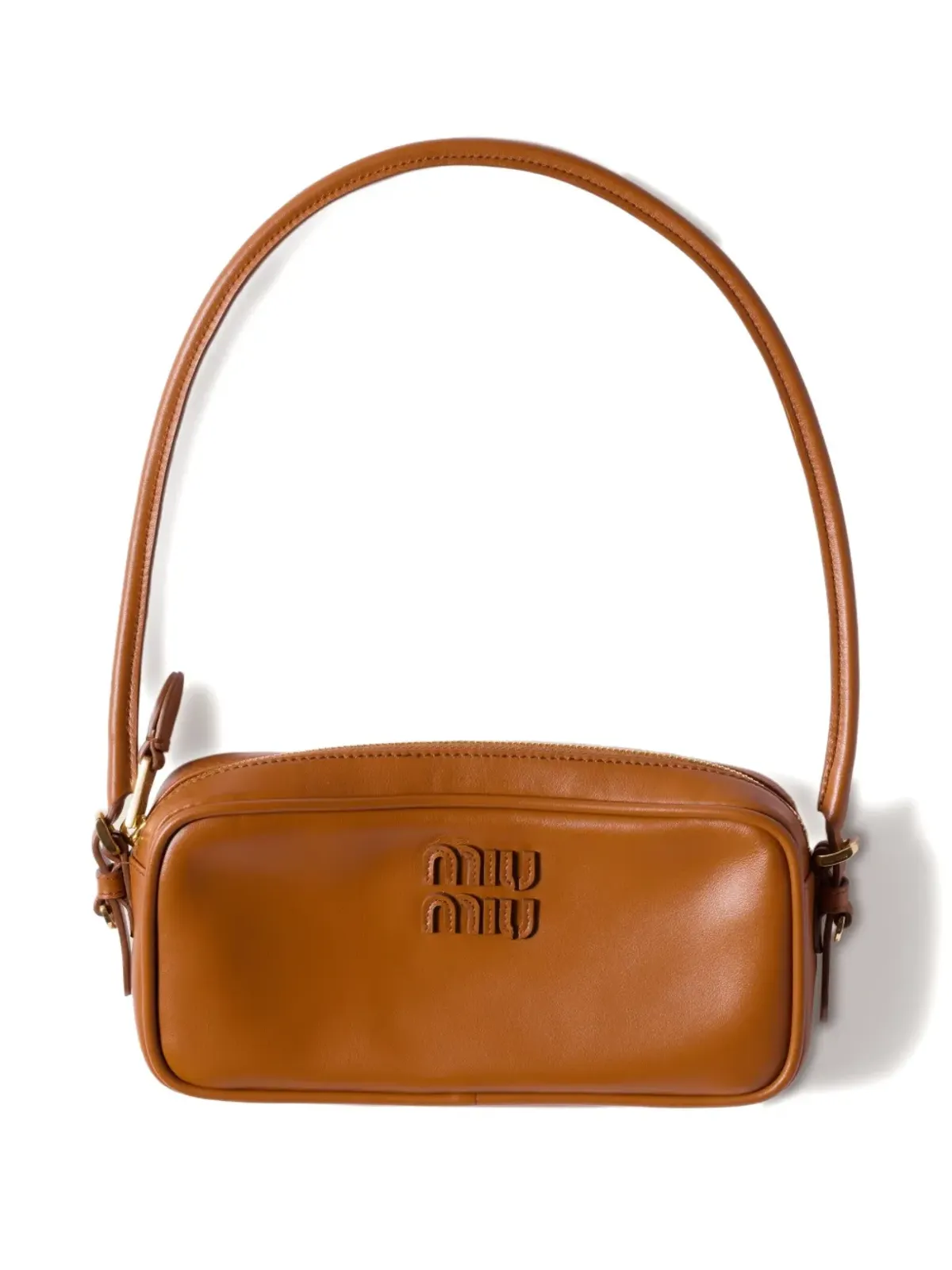 Miu Miu レザー ロゴプレート ミニバッグ - Brown - 画像3