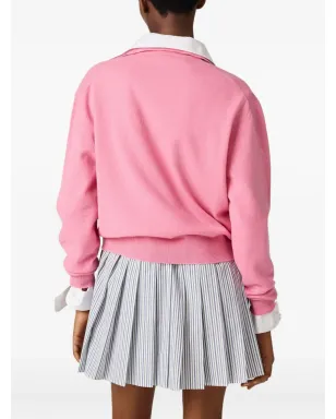 Miu Miu アーガイル柄インターシャ編み ハーフジップセーター（ピンク） - サムネイル3
