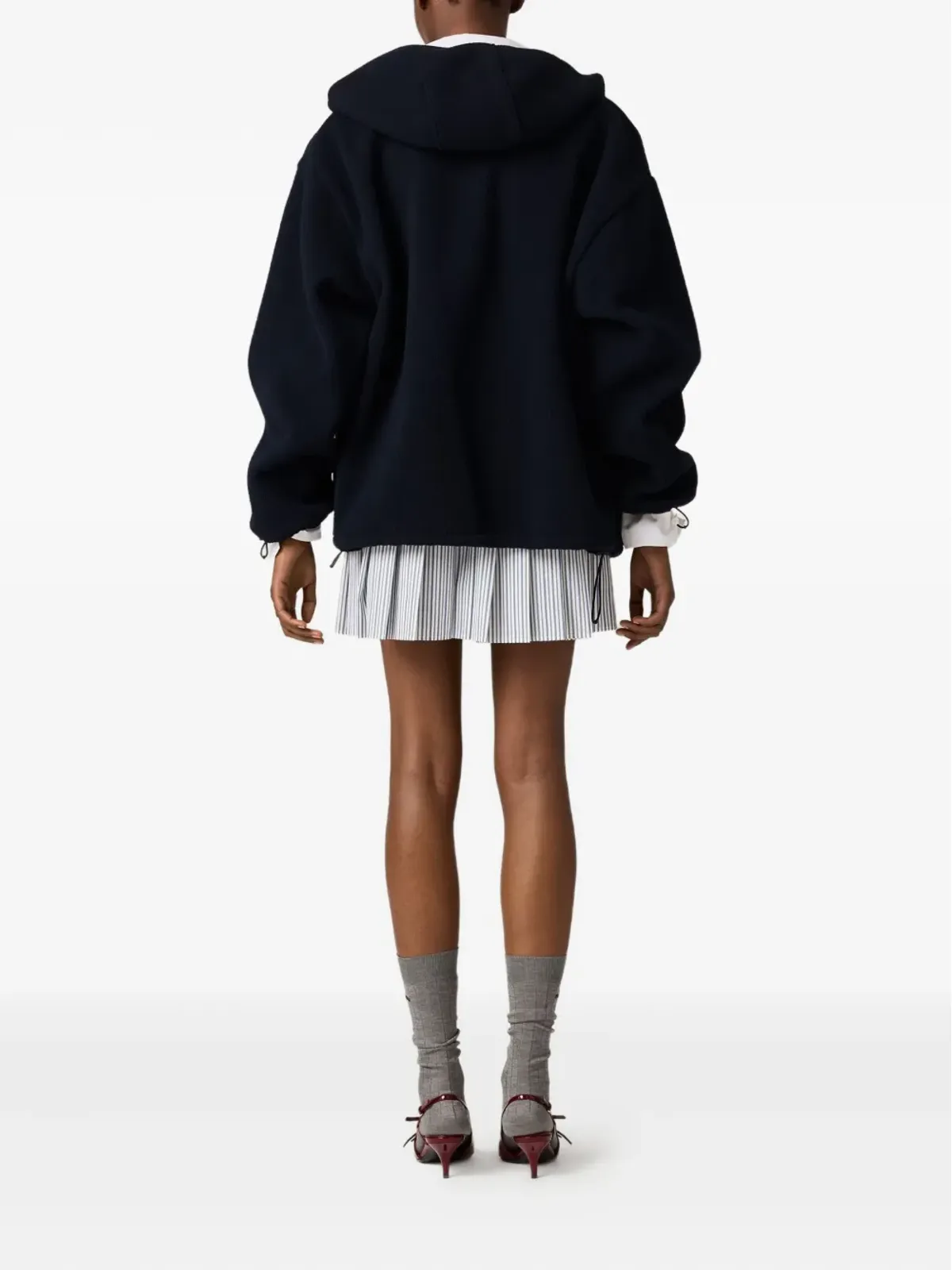 Miu Miu コットンフリース ジップフロント フーディー - 画像3