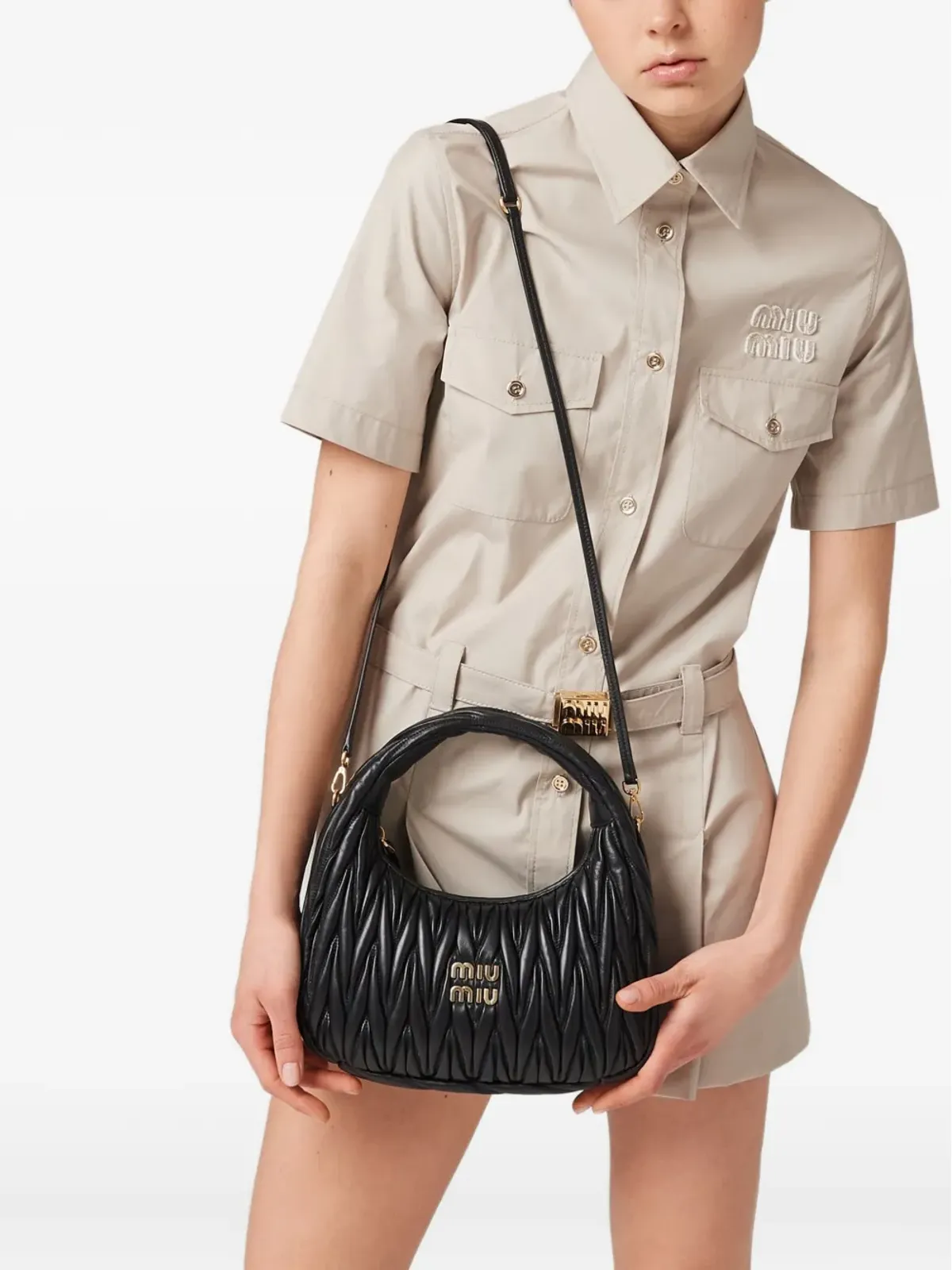Miu Miu ワンダー マテラッセレザー ショルダーバッグ - 画像5