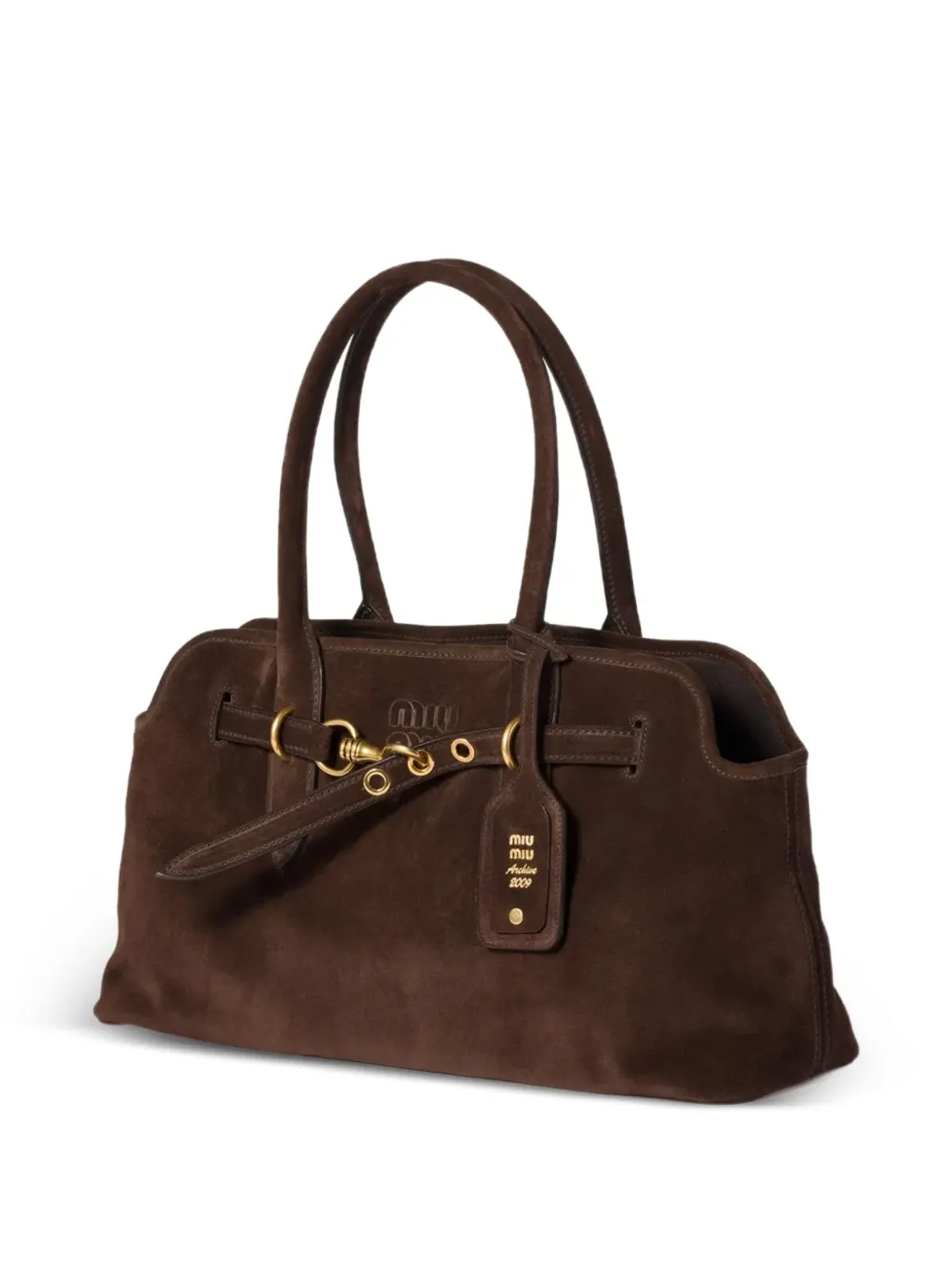 Miu Miu Aventure suede buckle-fastening tote bag - Brown - 画像3