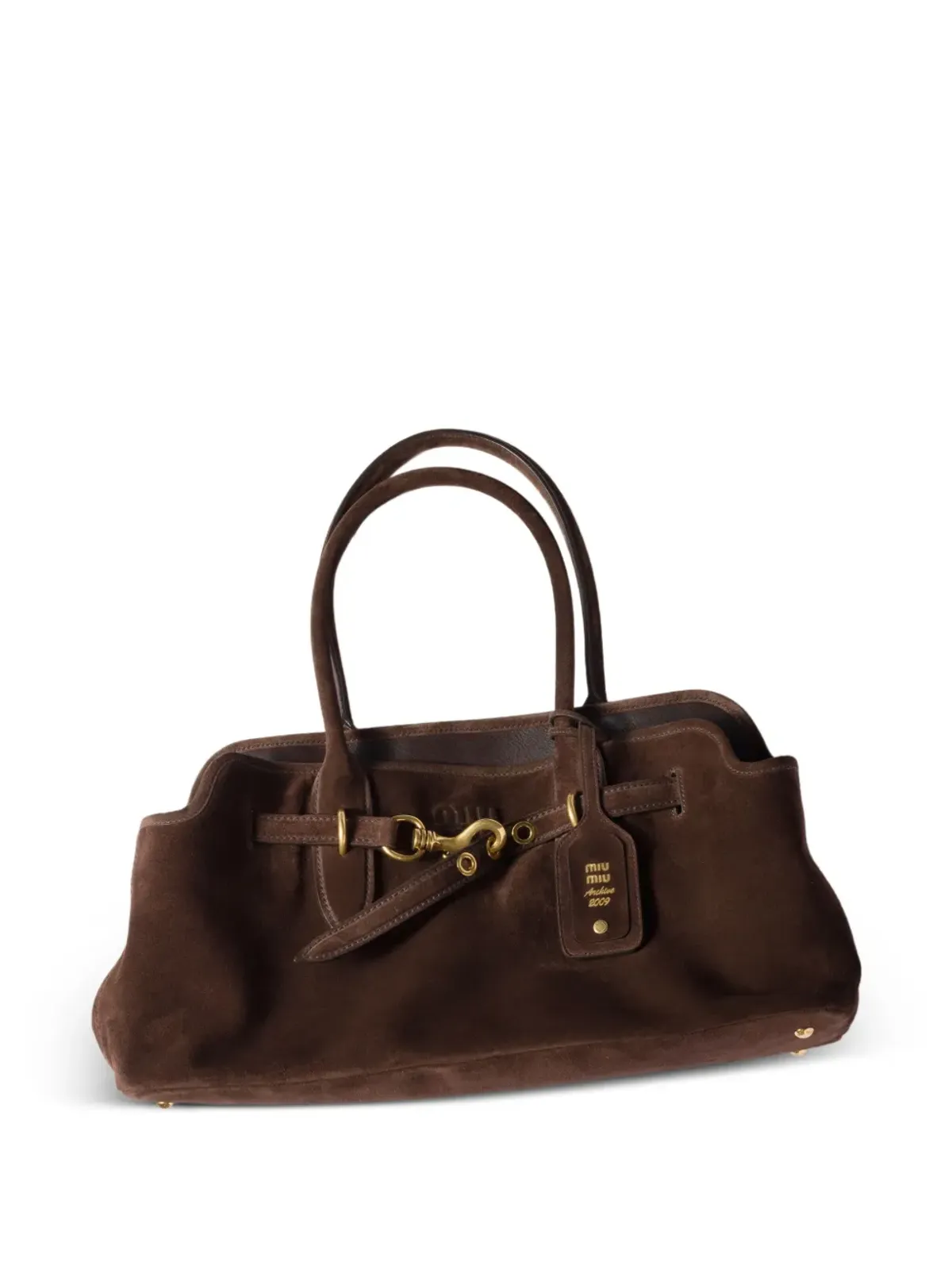 Miu Miu Aventure suede buckle-fastening tote bag - Brown - 画像4