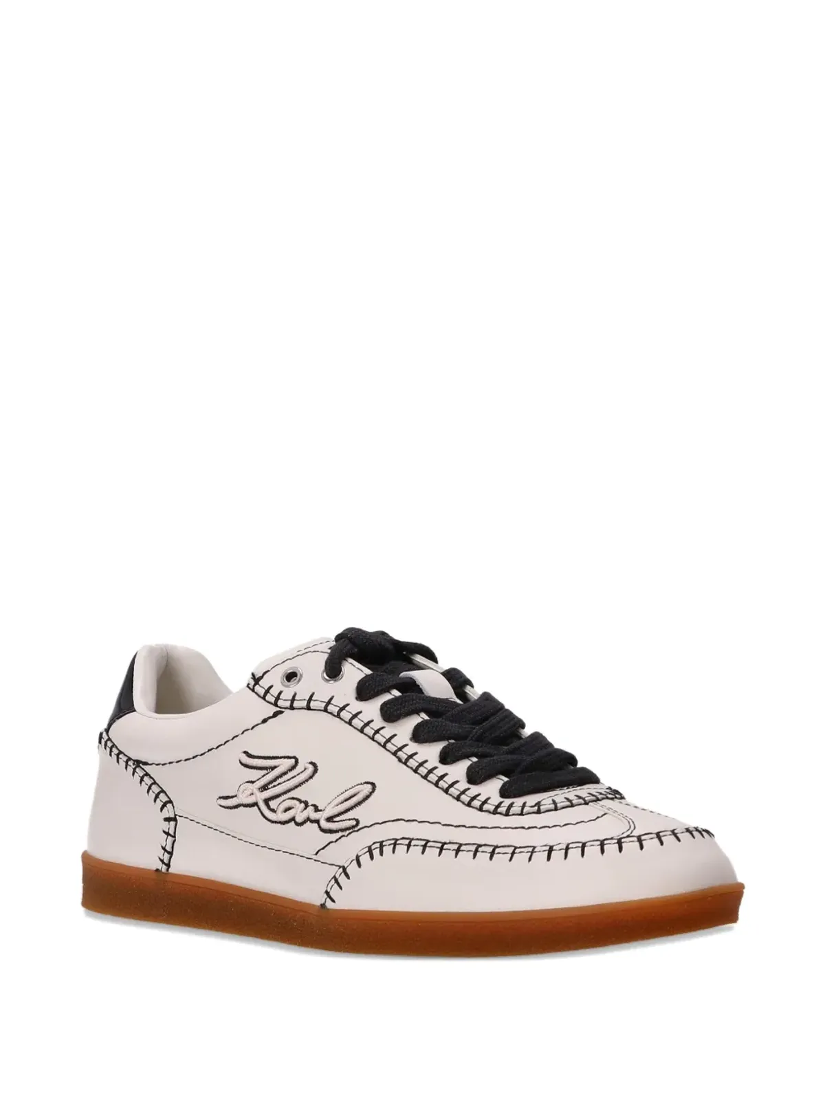Karl Lagerfeld embroidered leather sneakers - White - 画像2