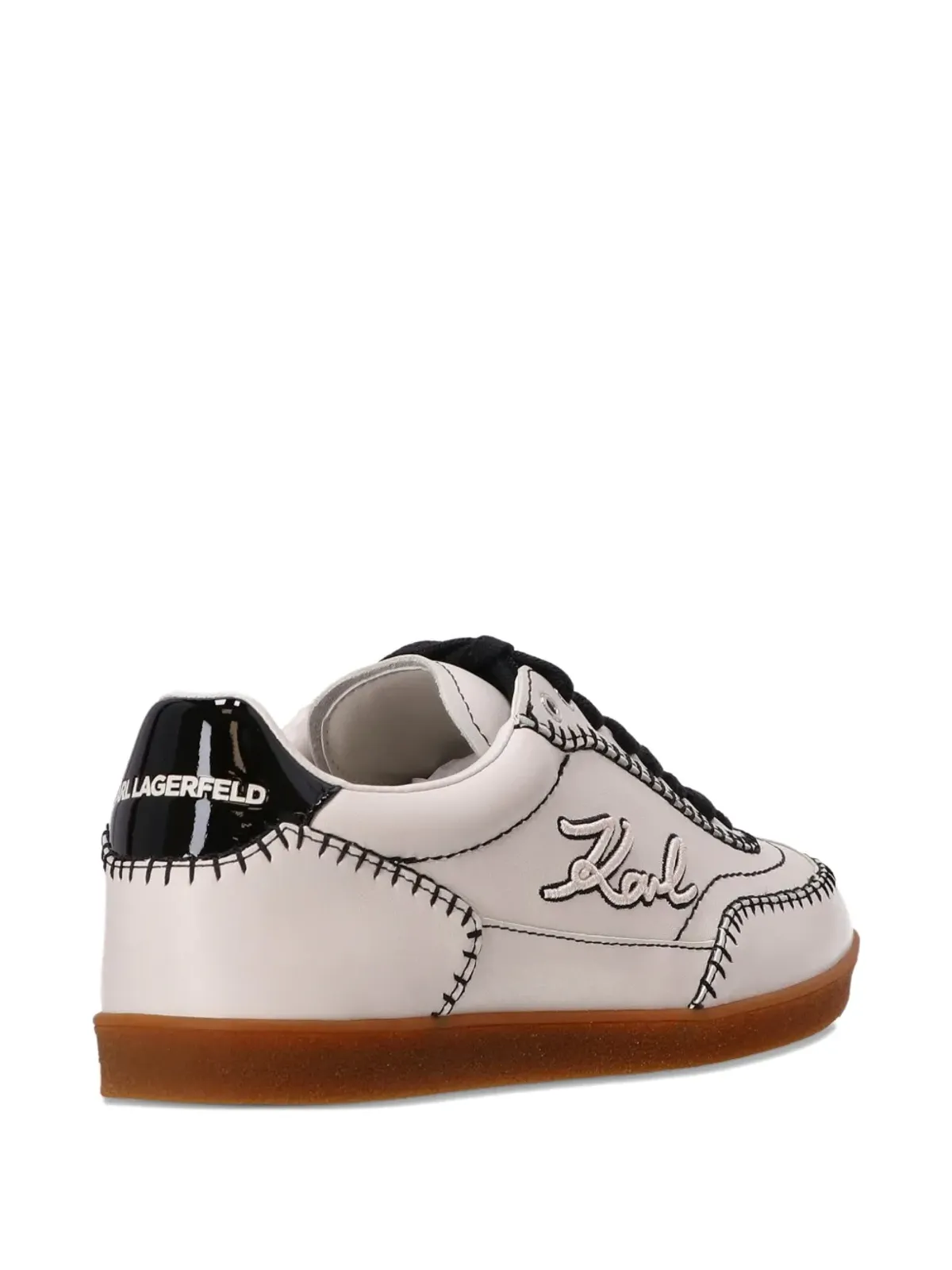Karl Lagerfeld embroidered leather sneakers - White - 画像4
