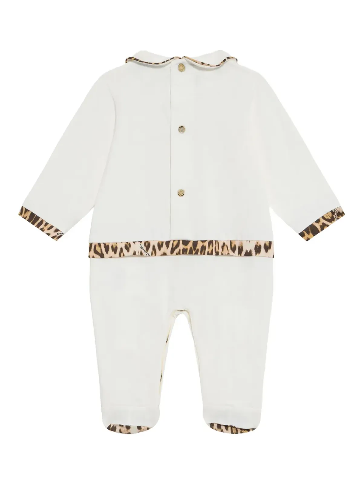 Roberto Cavalli Junior ヒョウ柄ピーター・パンカラー ベビーロンパースセット - ホワイト - 画像2