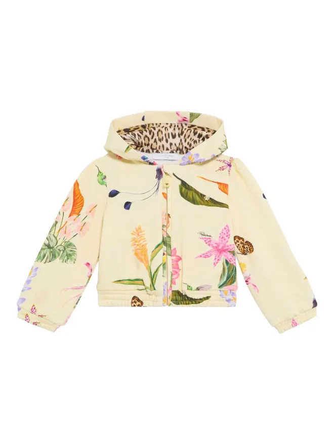Roberto Cavalli Junior Roberto Cavalli Junior トロピカルプリント フーデッドトップ - イエローの商品画像