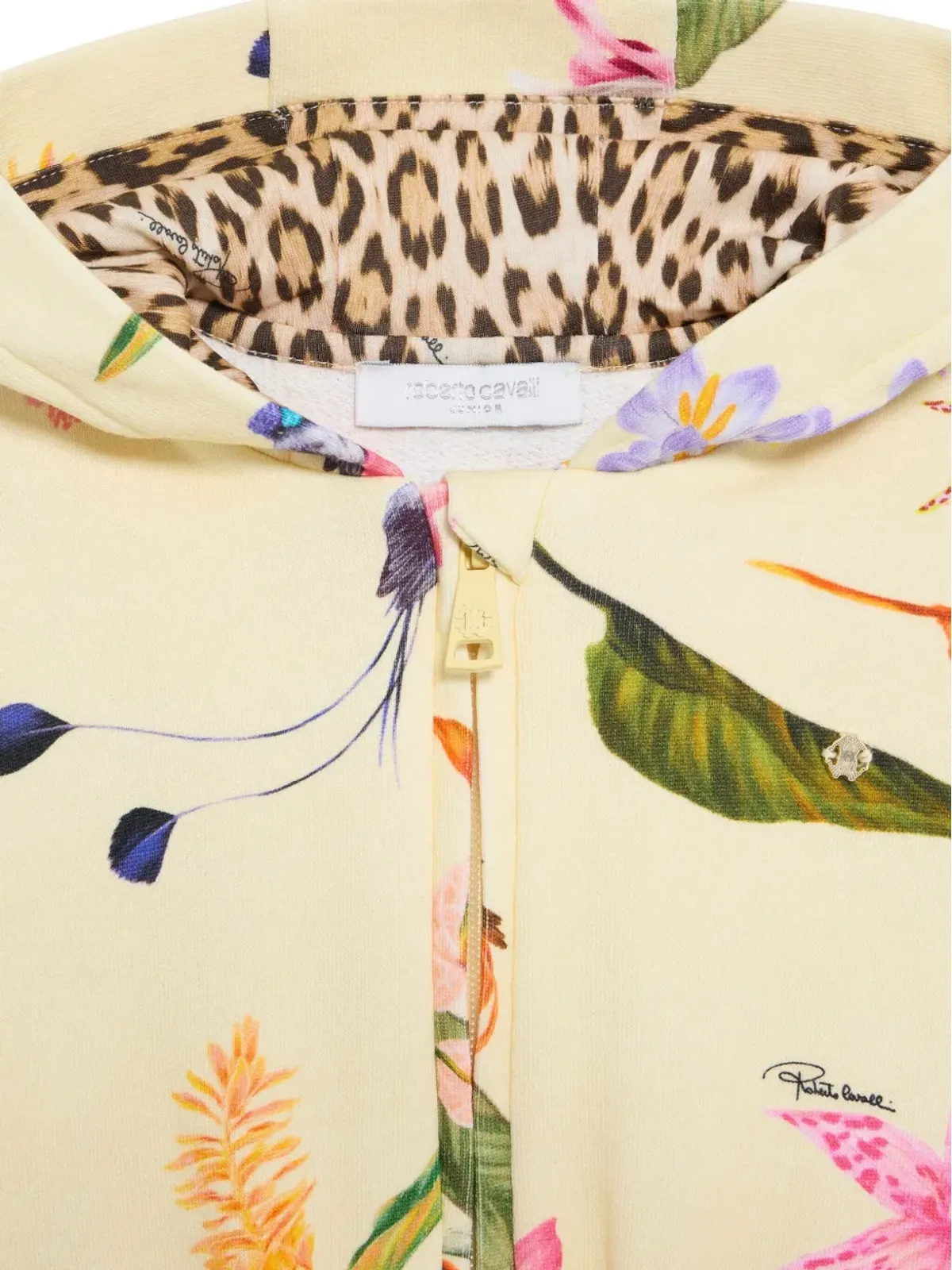 Roberto Cavalli Junior トロピカルプリント フーデッドトップ - イエロー - 画像3