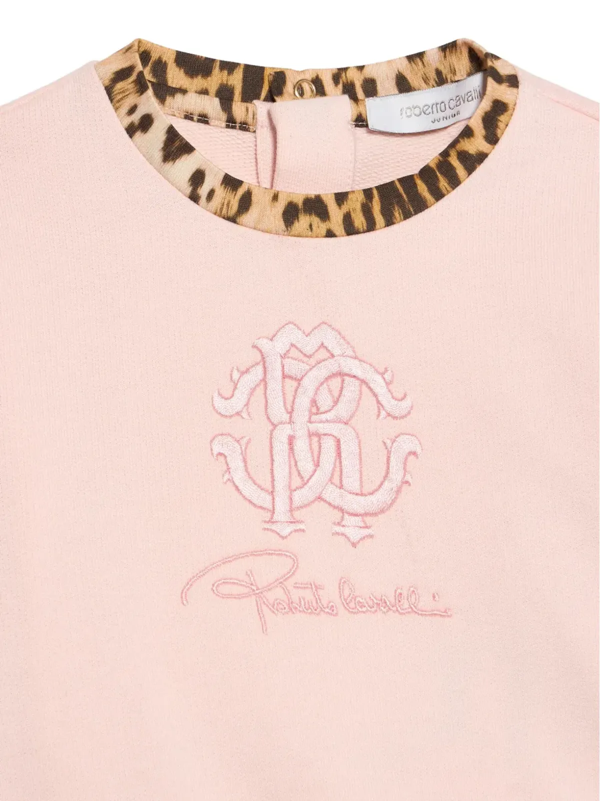 Roberto Cavalli Junior 刺繍花とヒョウ柄トリムのスウェットシャツ - ピンク - 画像3