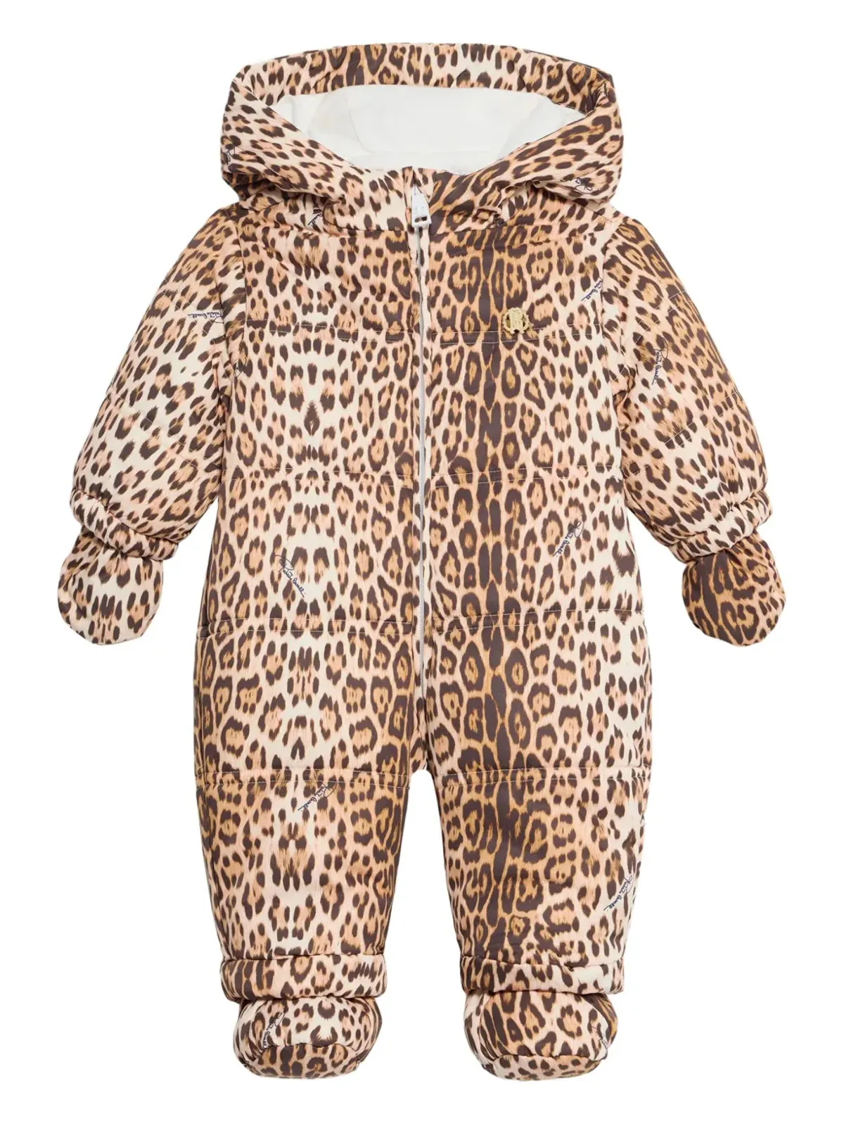 Roberto Cavalli Junior レオパード柄フード付きスノースーツ - 画像1