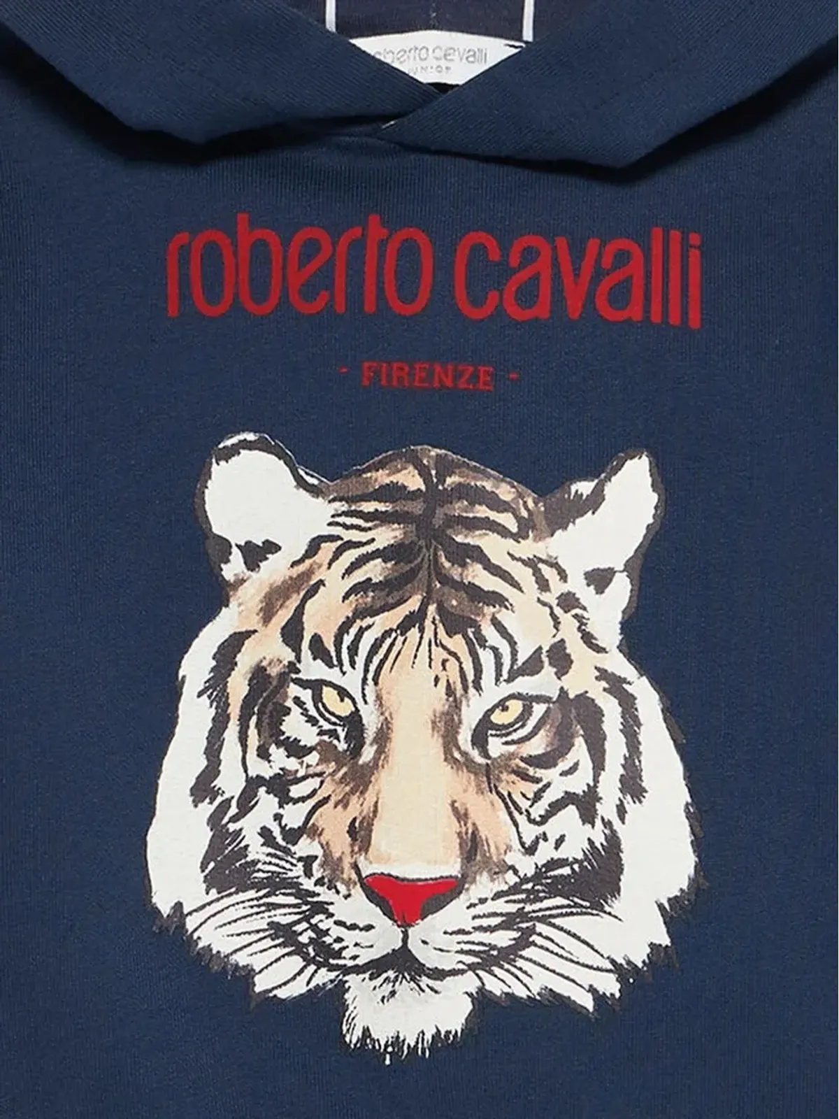 Roberto Cavalli Junior タイガープリント フード付きスウェットシャツ ブルー - 画像4