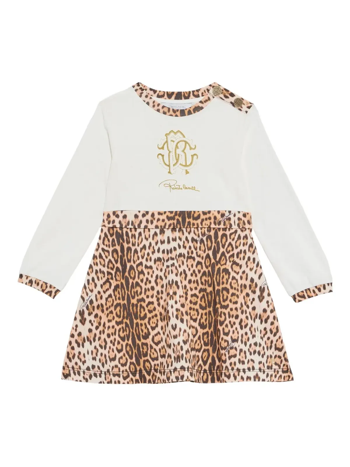 Roberto Cavalli Junior ロゴプレート レオパード柄ドレス - 画像1