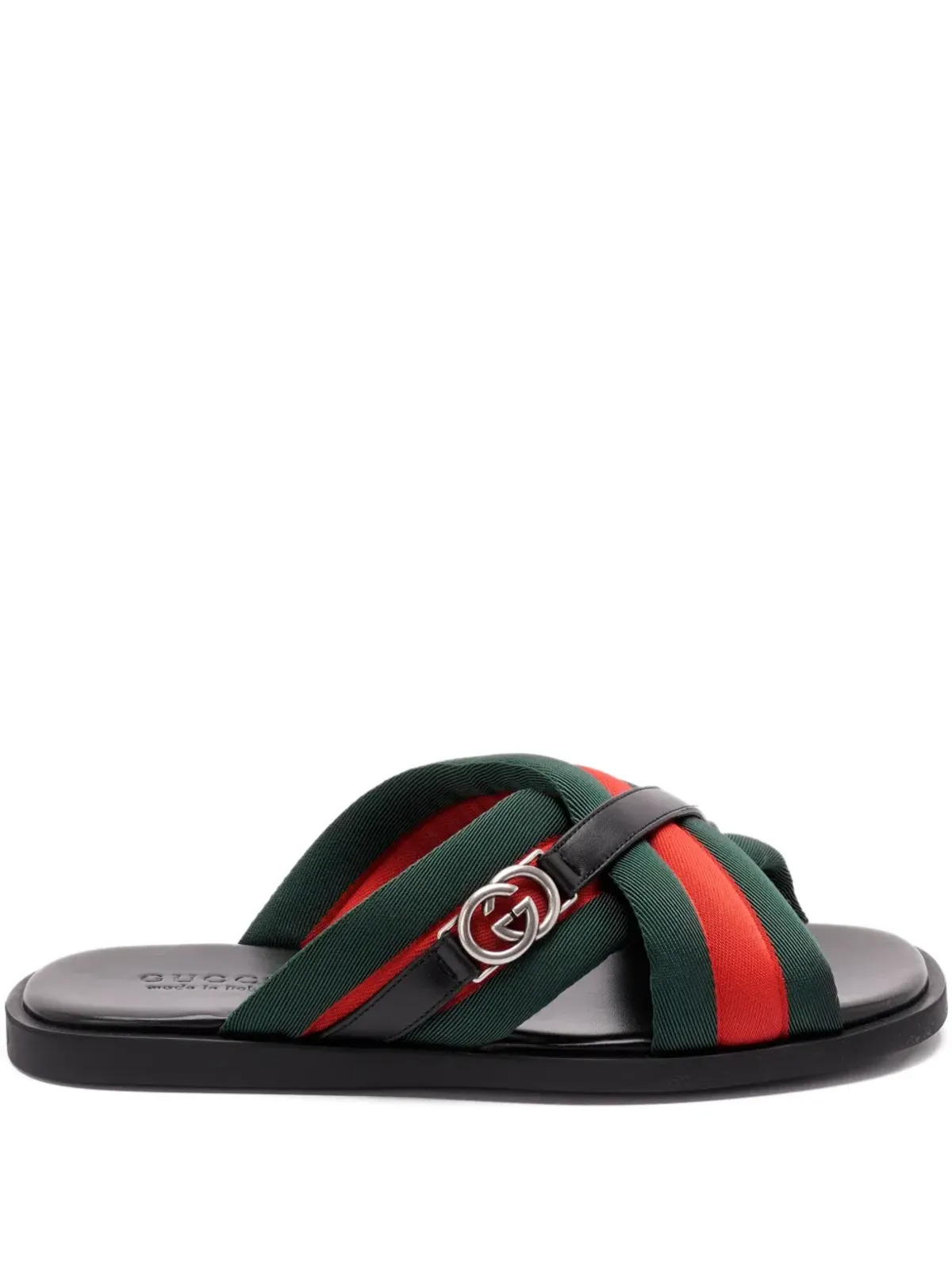Gucci マーヴェリック ウェブストライプ クロスストラップ サンダル（ブラック） - 画像1