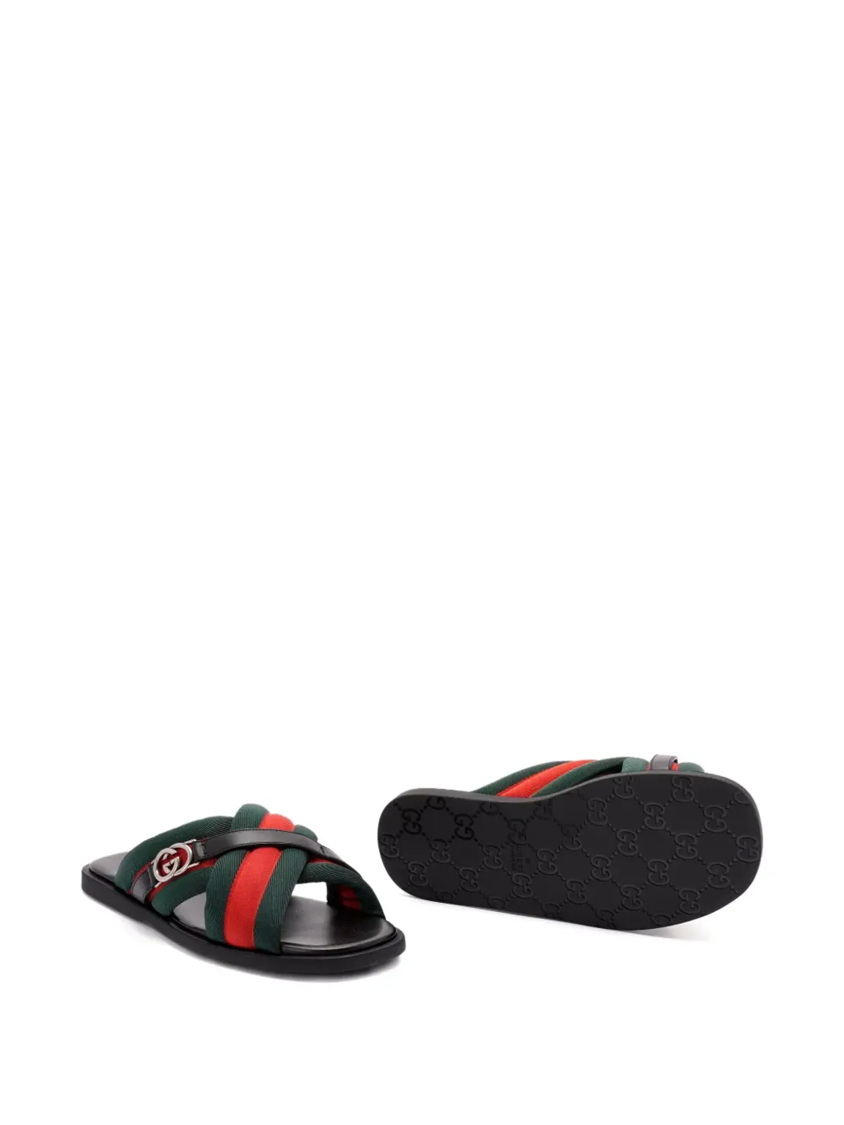 Gucci マーヴェリック ウェブストライプ クロスストラップ サンダル（ブラック） - 画像5