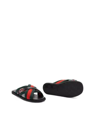 Gucci マーヴェリック ウェブストライプ クロスストラップ サンダル（ブラック） - サムネイル5