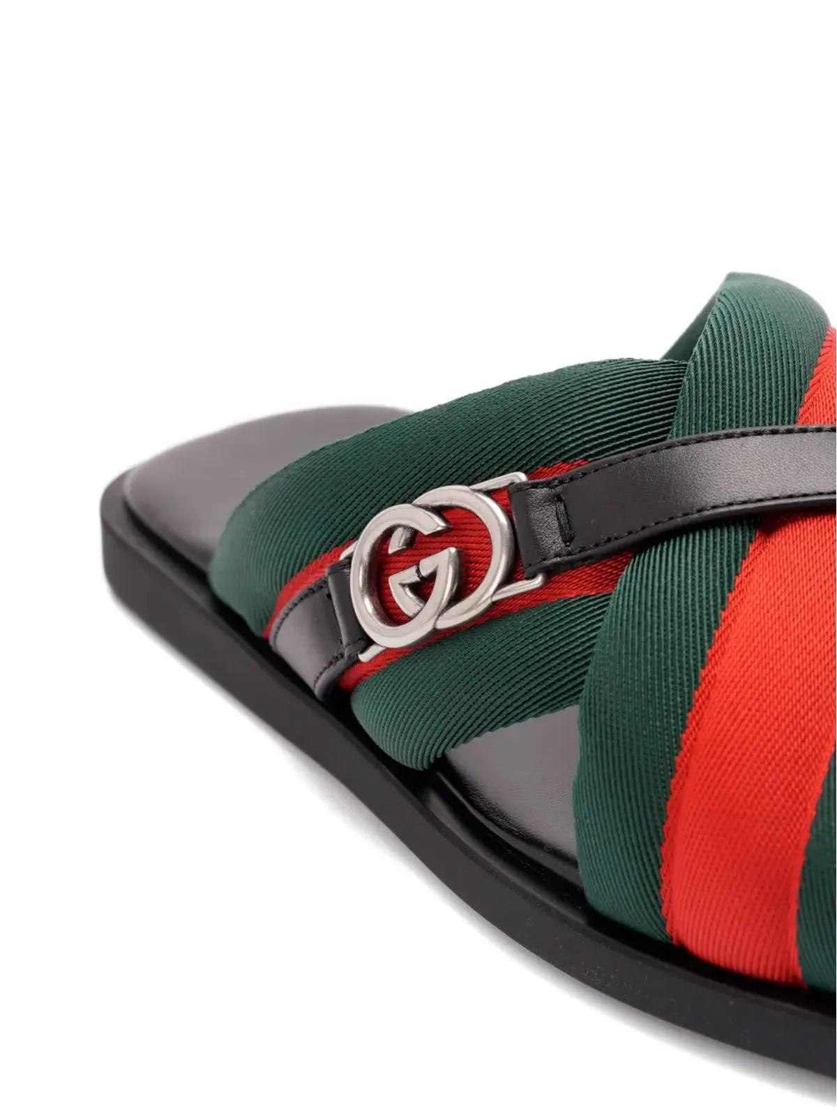 Gucci マーヴェリック ウェブストライプ クロスストラップ サンダル（ブラック） - 画像3