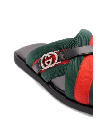 Gucci マーヴェリック ウェブストライプ クロスストラップ サンダル（ブラック） - サムネイル3