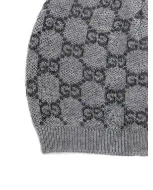 Gucci Kids GG ウール ビーニー グレー - サムネイル2
