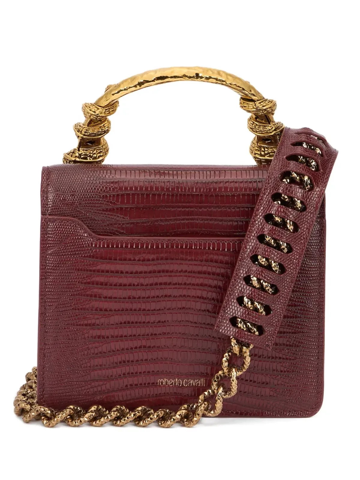 Roberto Cavalli 蛇モチーフのトップハンドルショルダーバッグ - 画像1