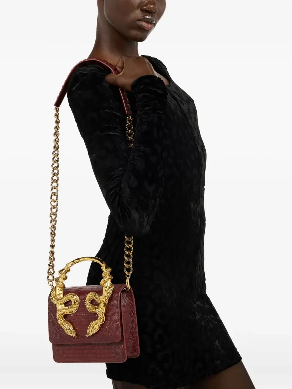 Roberto Cavalli 蛇モチーフのトップハンドルショルダーバッグ - 画像2