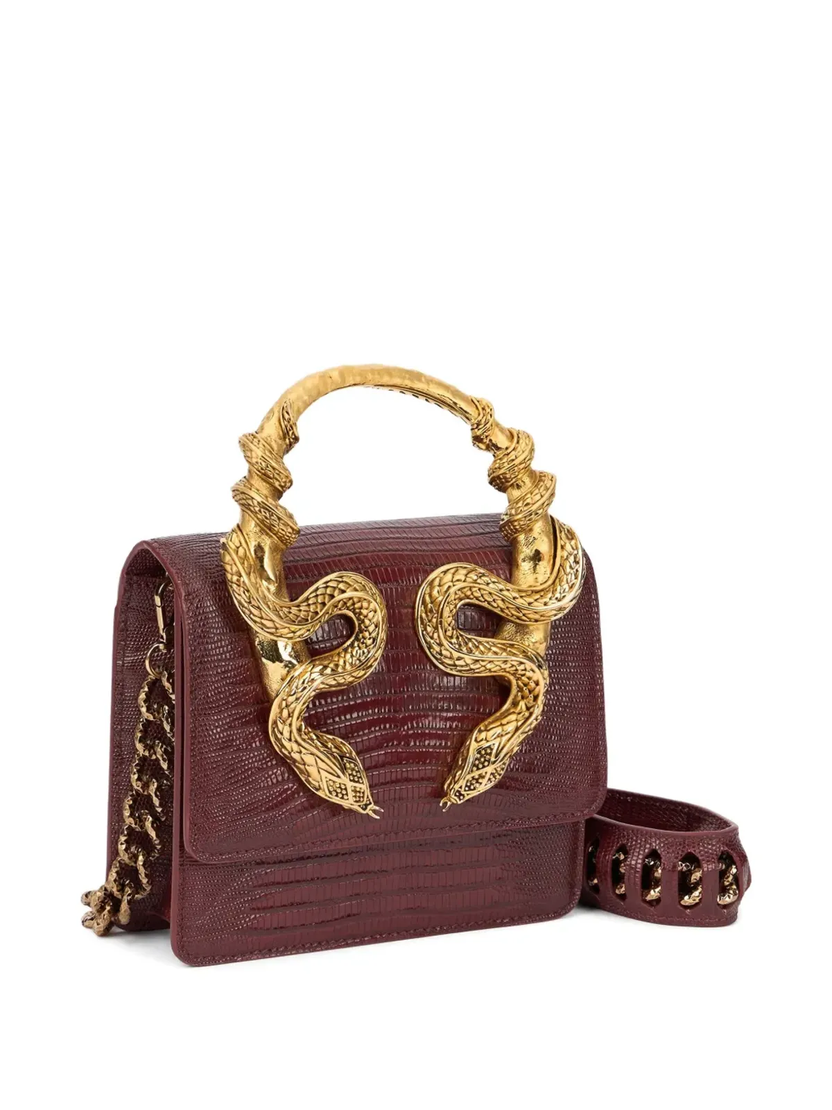 Roberto Cavalli 蛇モチーフのトップハンドルショルダーバッグ - 画像3