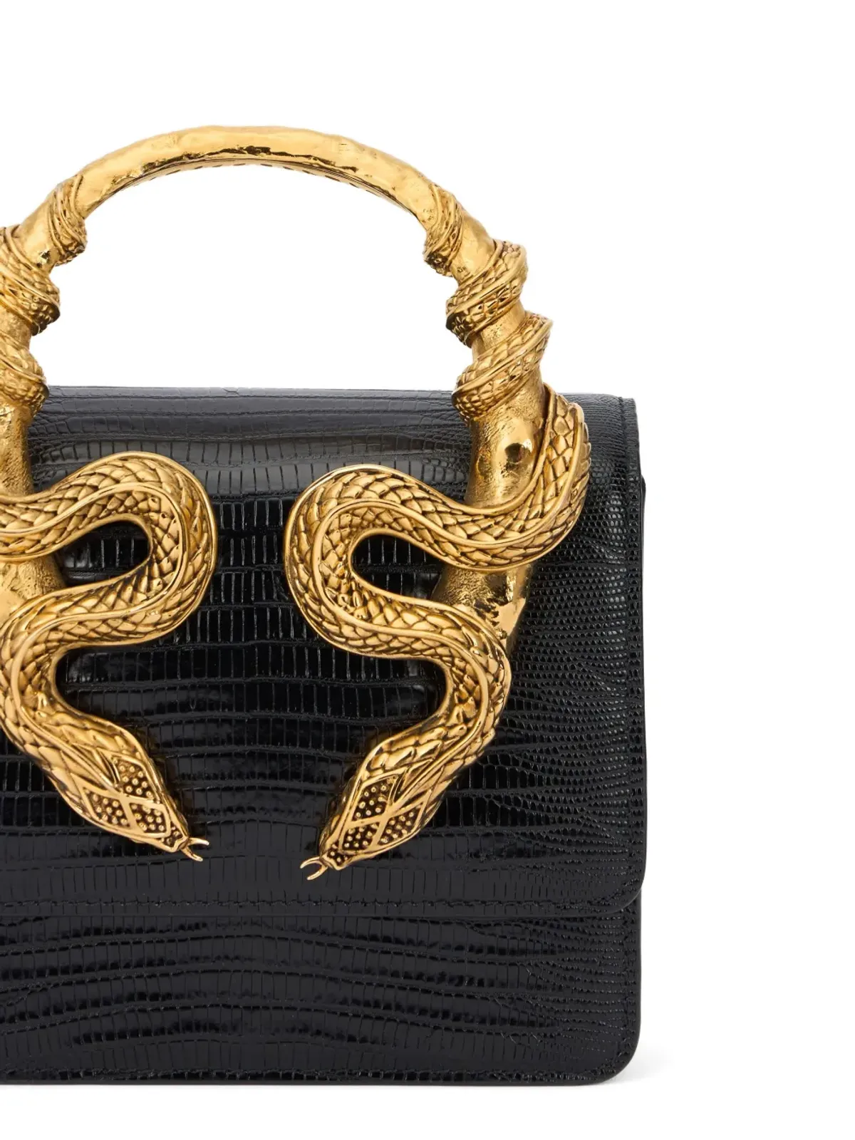 Roberto Cavalli 蛇モチーフのチェーン付きトートバッグ - 画像4